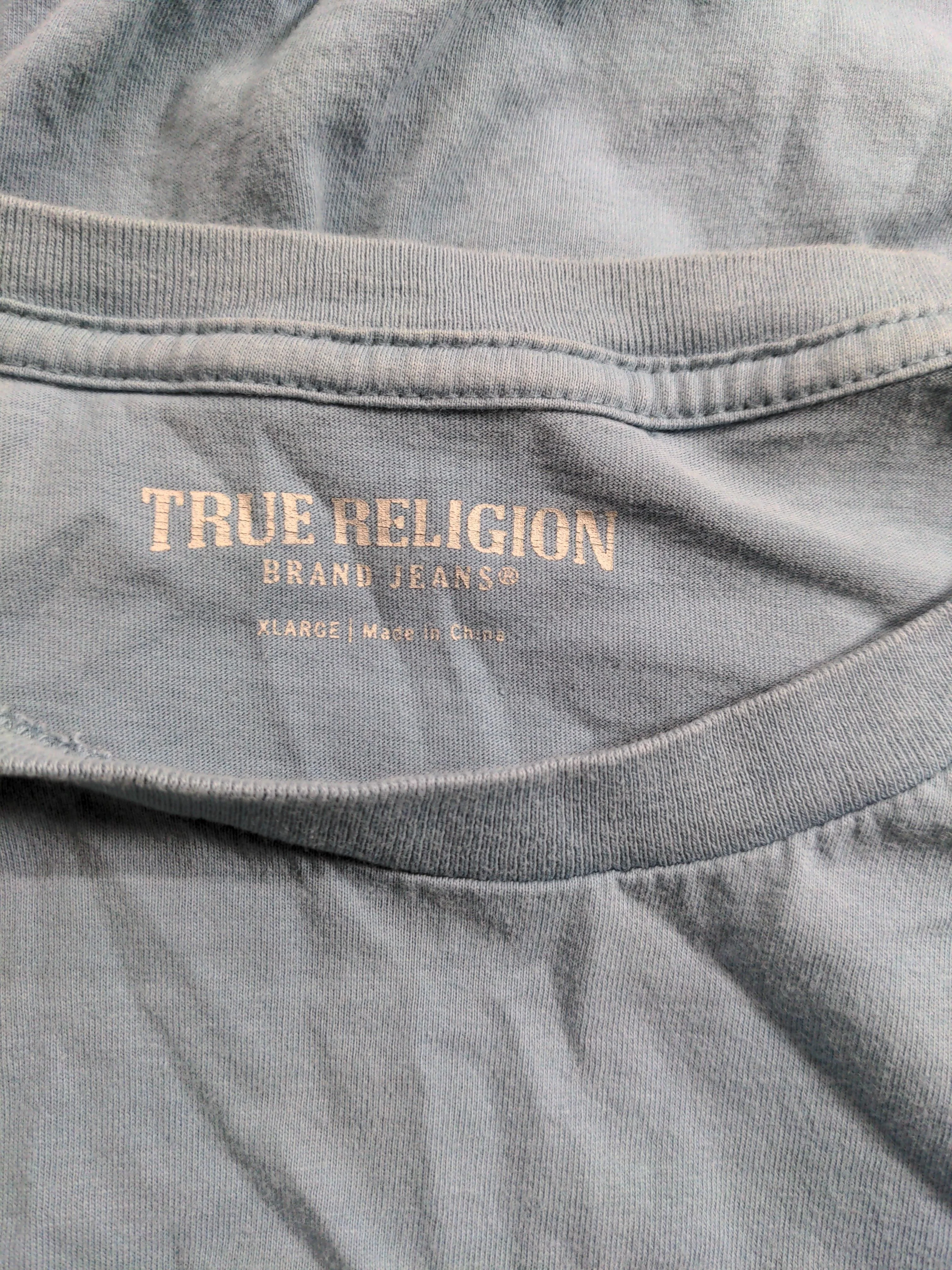 True Religion Men's T-Shirt XL Blue Graphic 100% Cotton Basic - Image 6