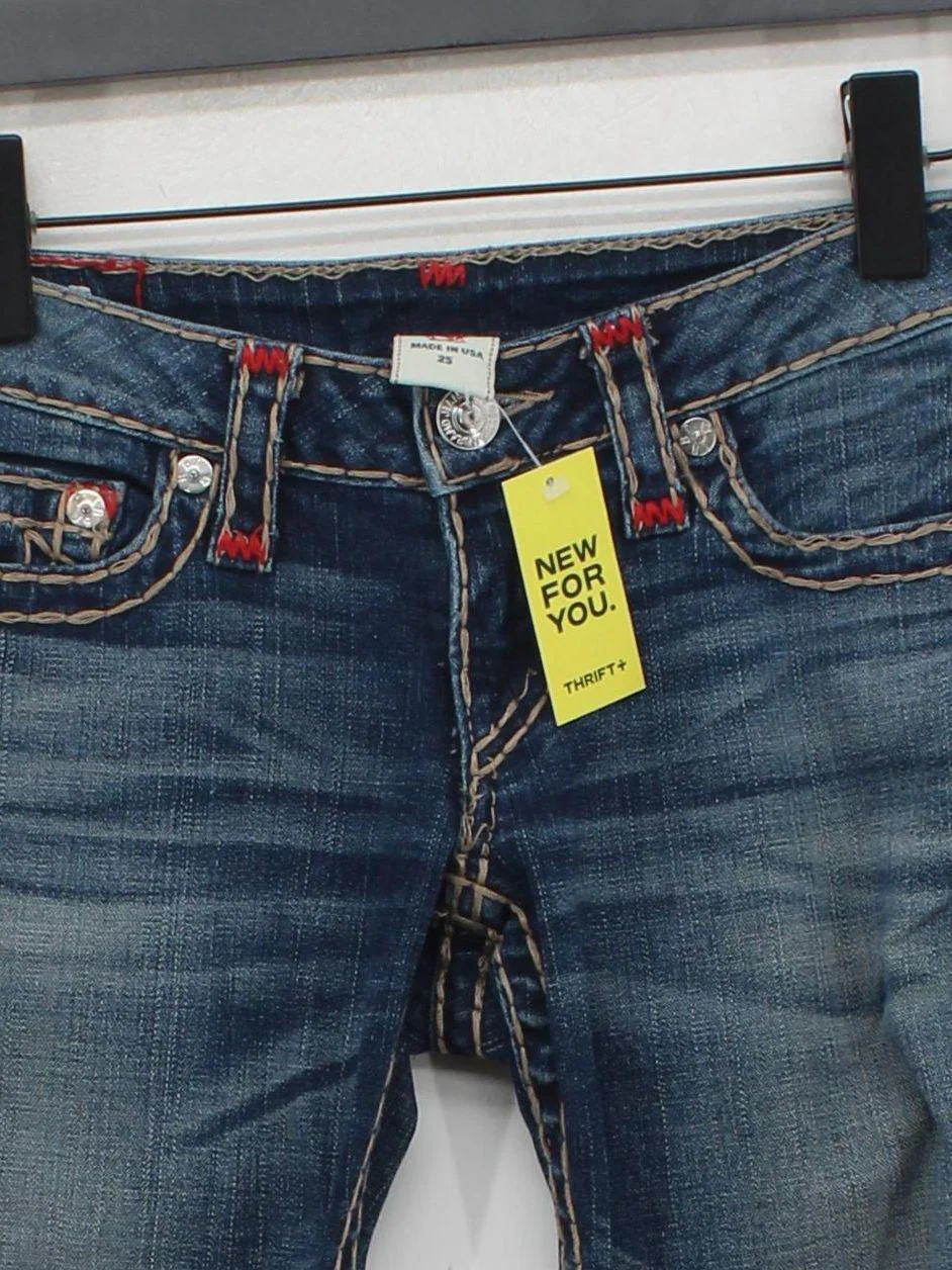 True Religion Women's Jeans W 25 in Blue Cotton with Spandex Skinny - Image 3