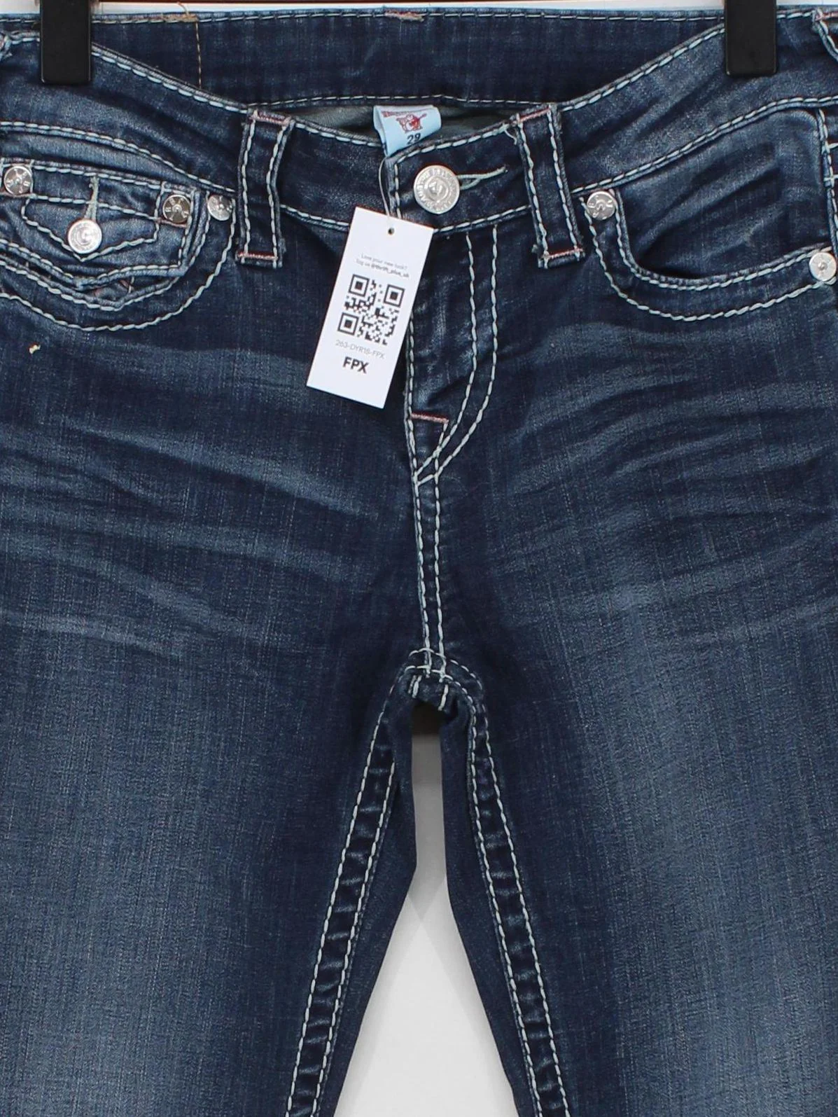 True Religion Women's Jeans W 29 in Blue Cotton with Rayon, Elastane Straight - Image 3