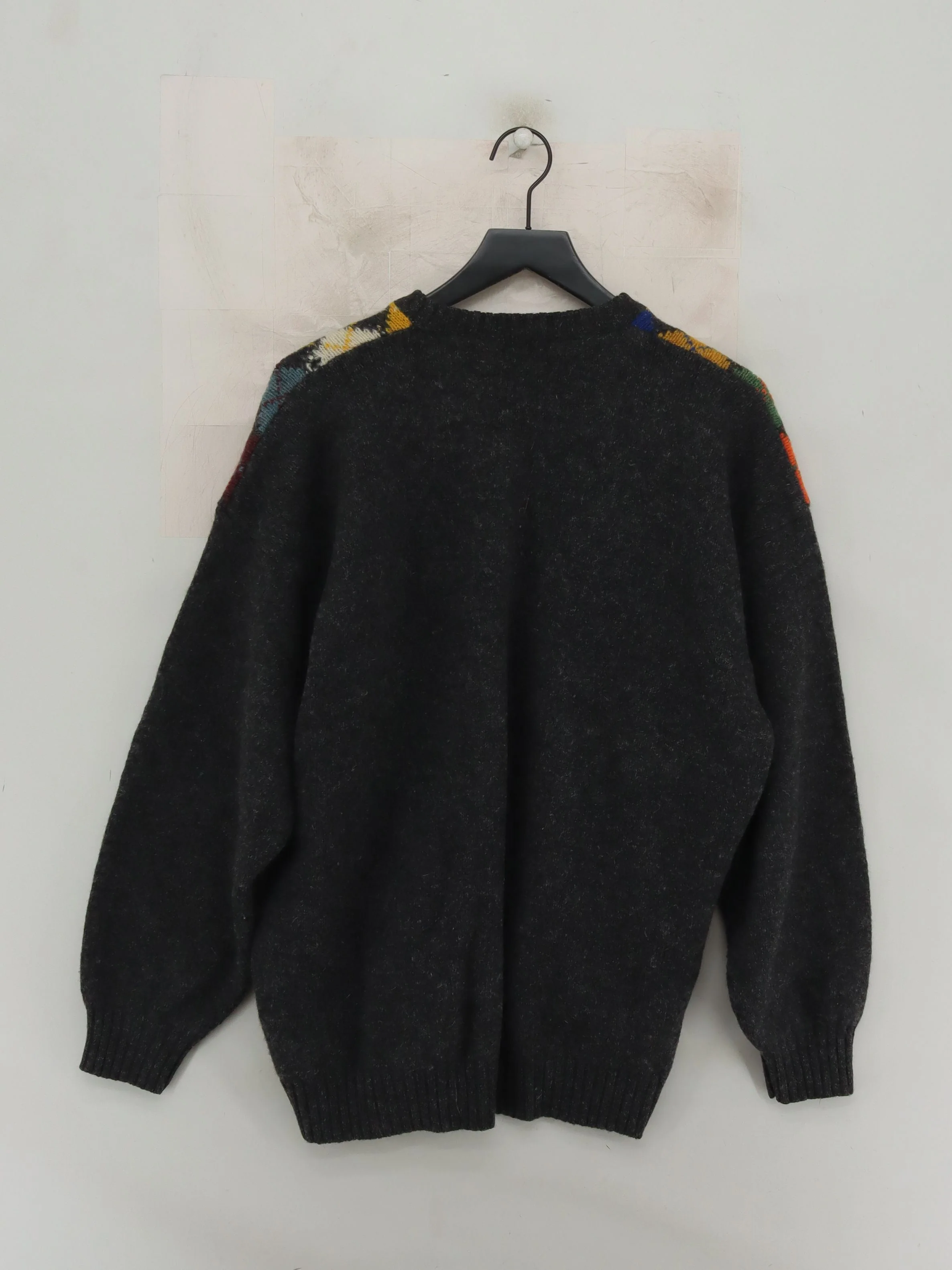 Trussardi Men's Jumper L Multi Argyle 100% Wool Round Neck Pullover - Image 2