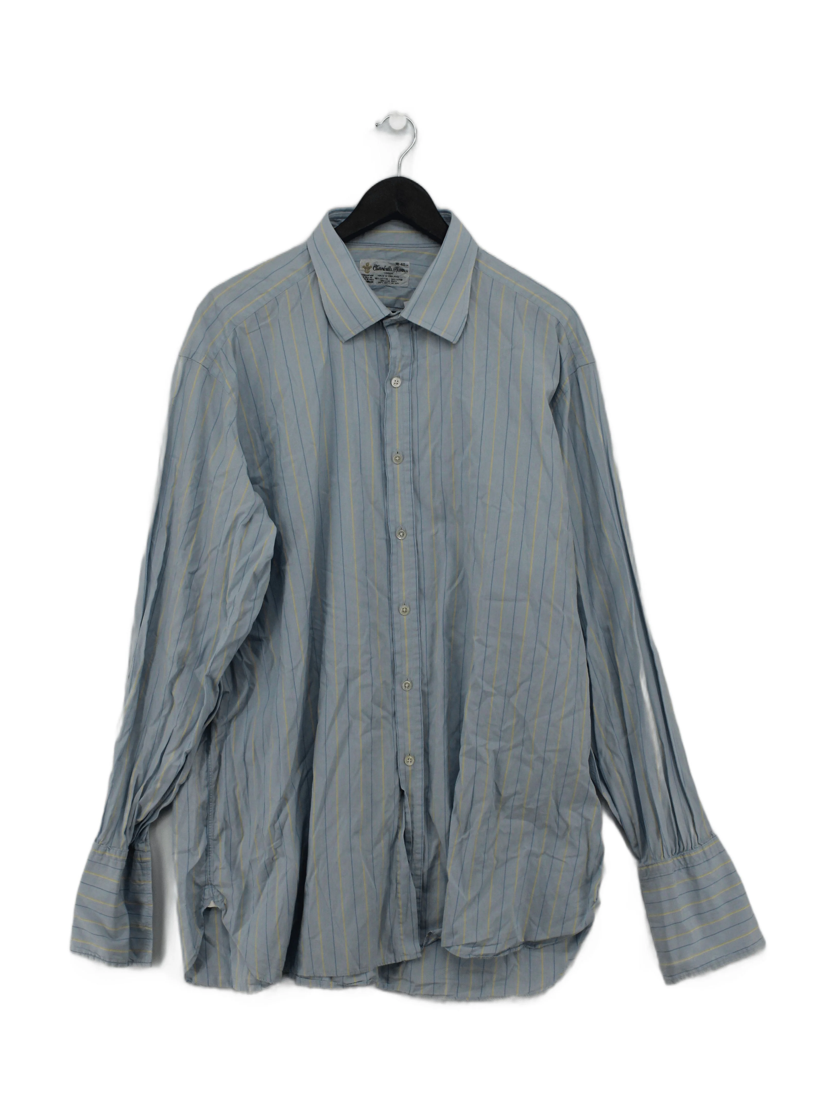 Turnbull & Asser Men's Shirt XL Blue Striped 100% Cotton Basic