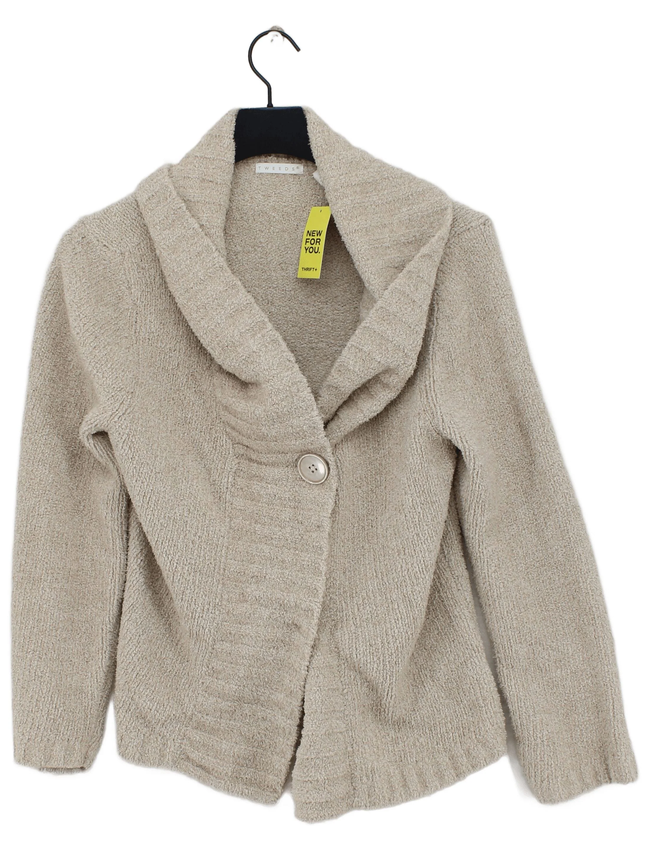 Tweeds Women's Cardigan UK 14 Cream Polyester with Nylon Collared Cardigan