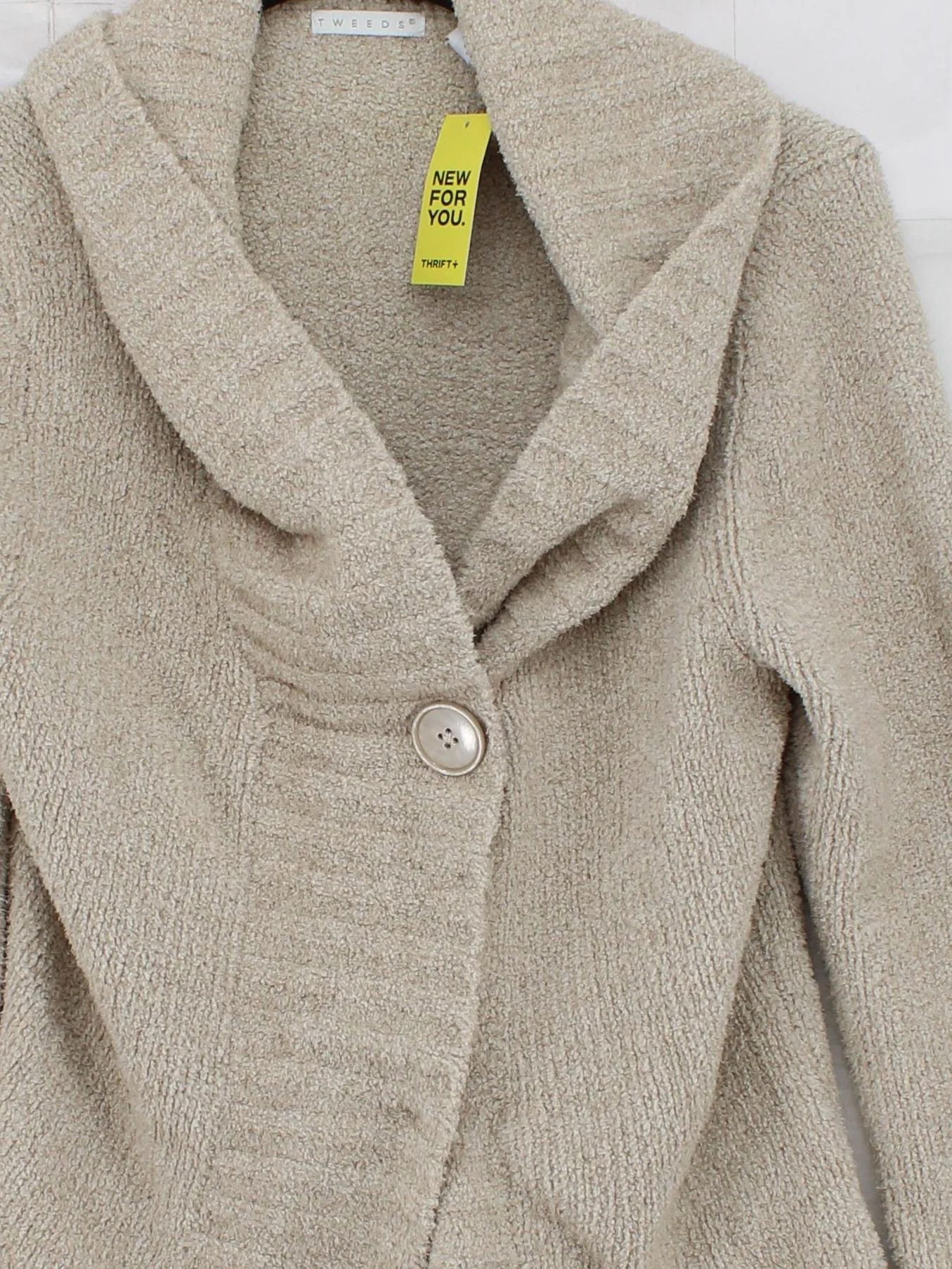 Tweeds Women's Cardigan UK 14 Cream Polyester with Nylon Collared Cardigan - Image 3