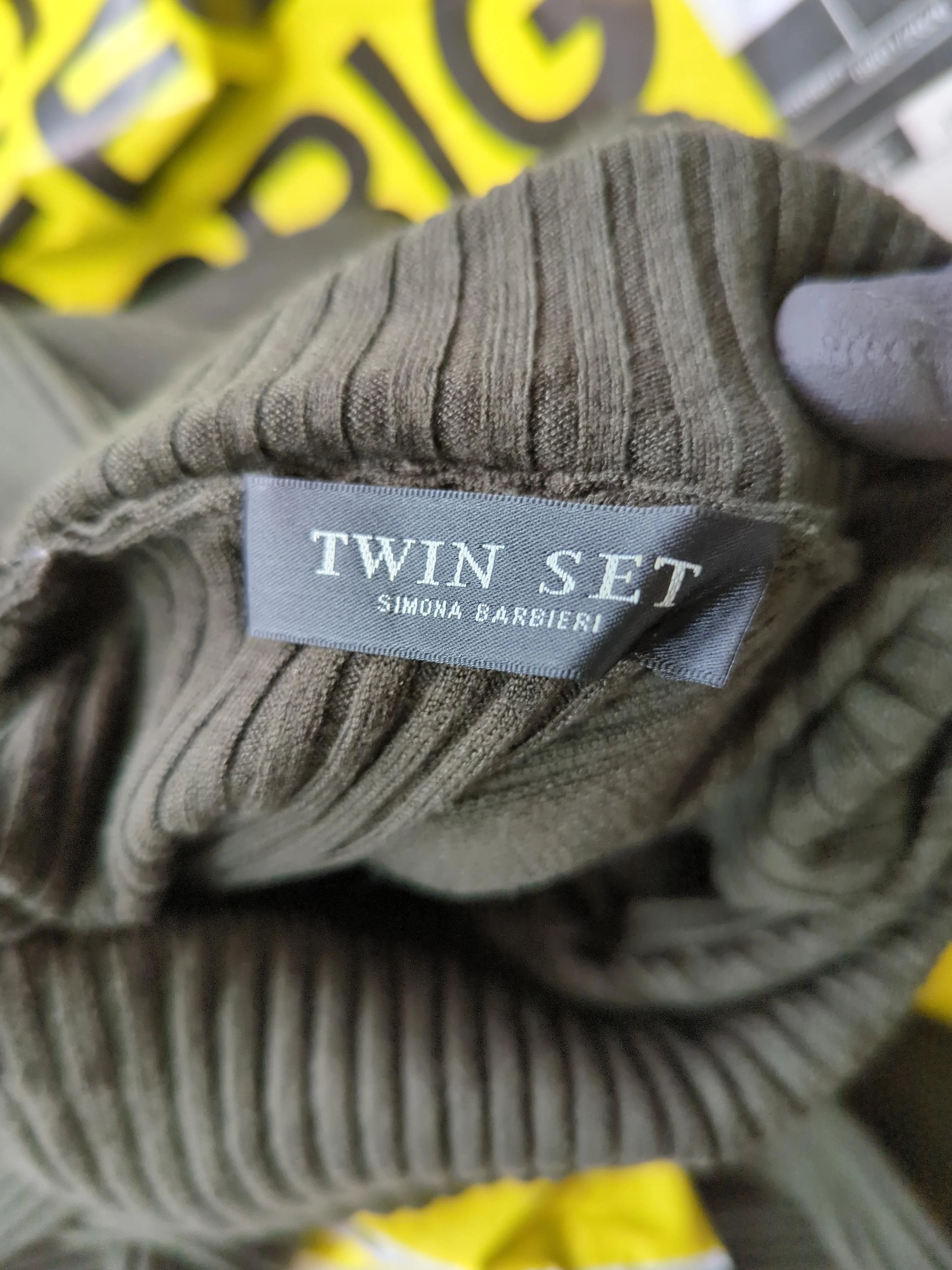 Twin Set Women's Jumper M Green Viscose with Polyamide High Neck Pullover - Image 5