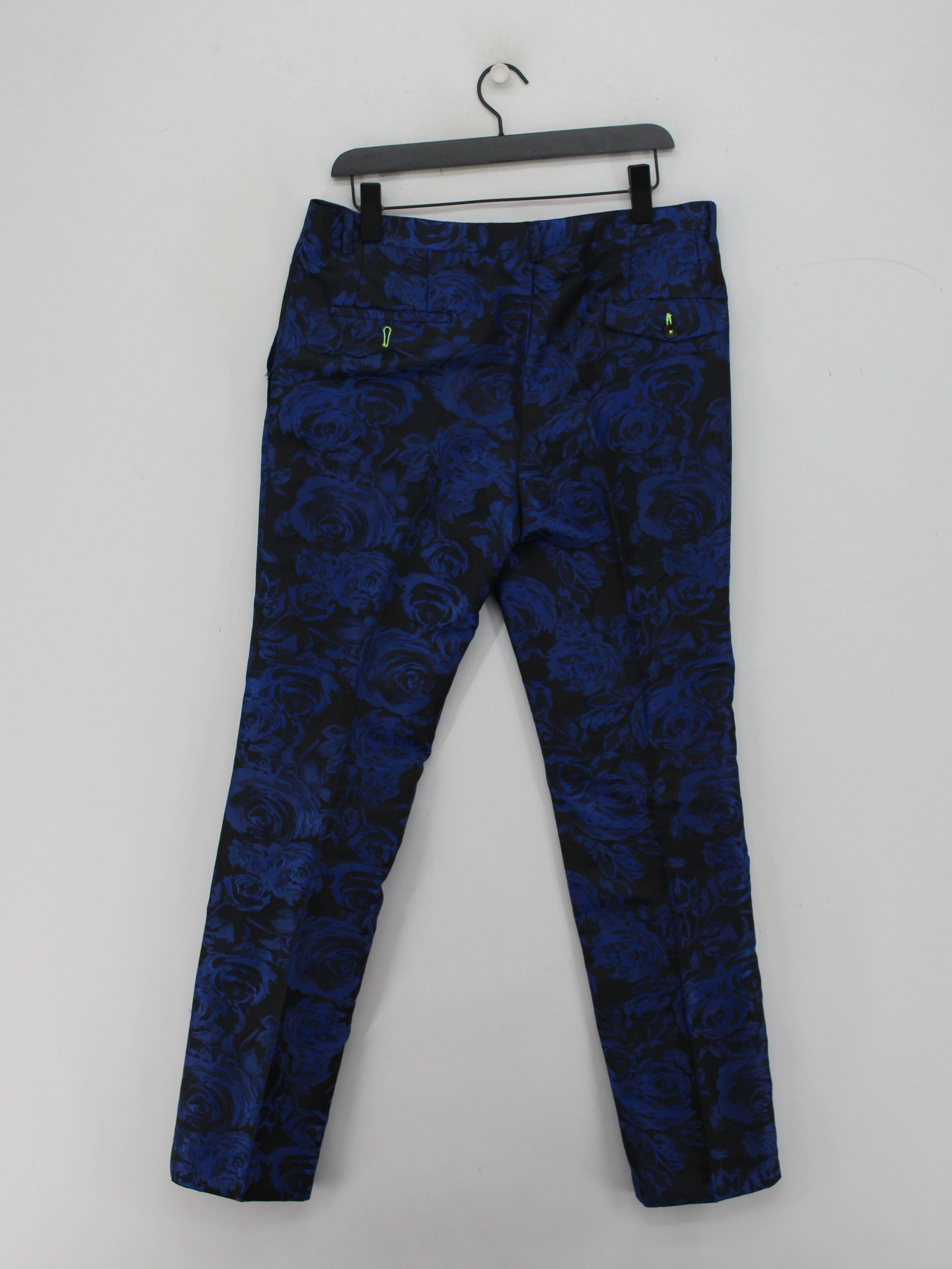Twisted Tailor Men's Trousers M Blue Floral 100% Polyester Tapered Chino - Image 2