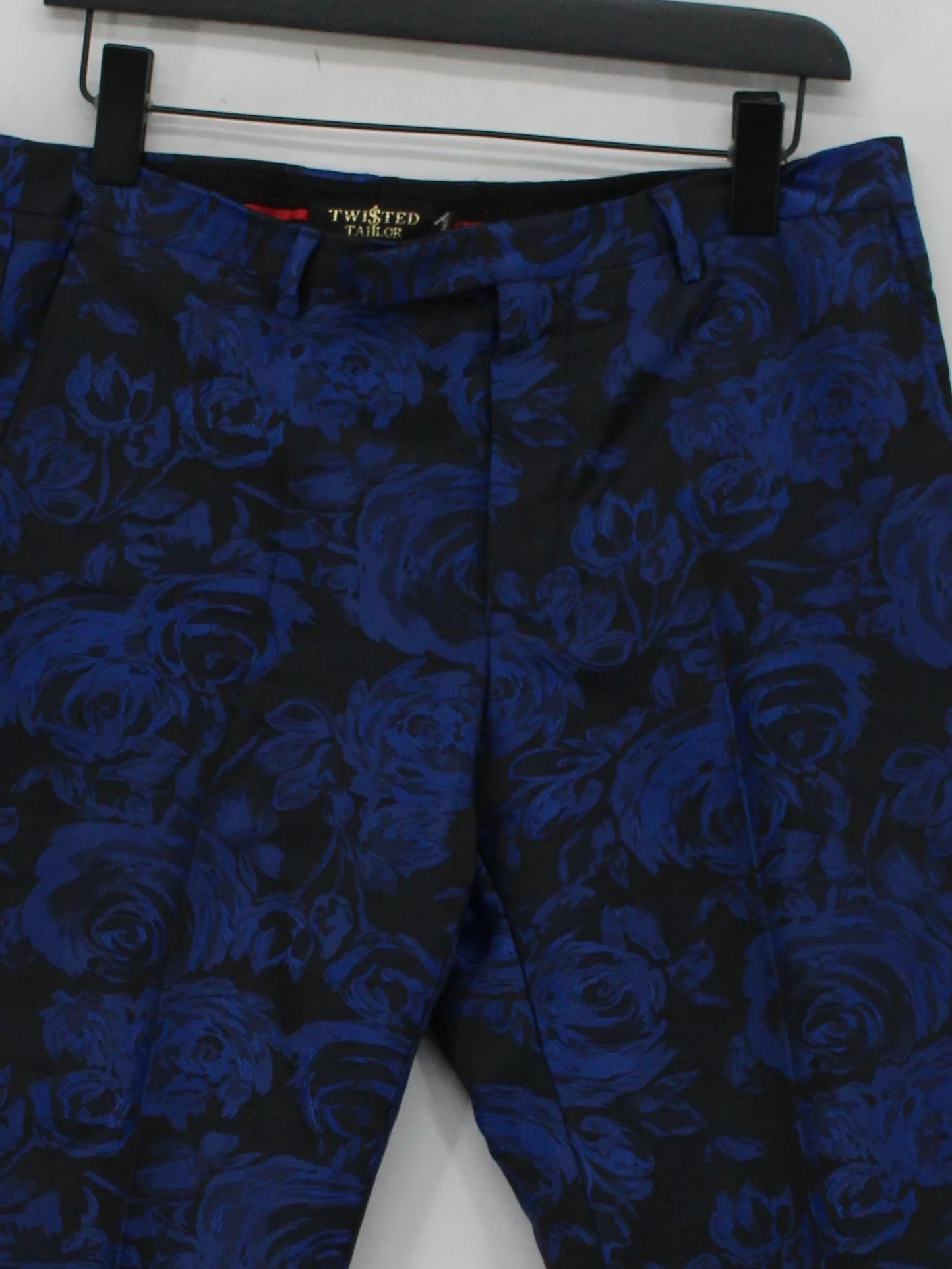 Twisted Tailor Men's Trousers M Blue Floral 100% Polyester Tapered Chino - Image 3