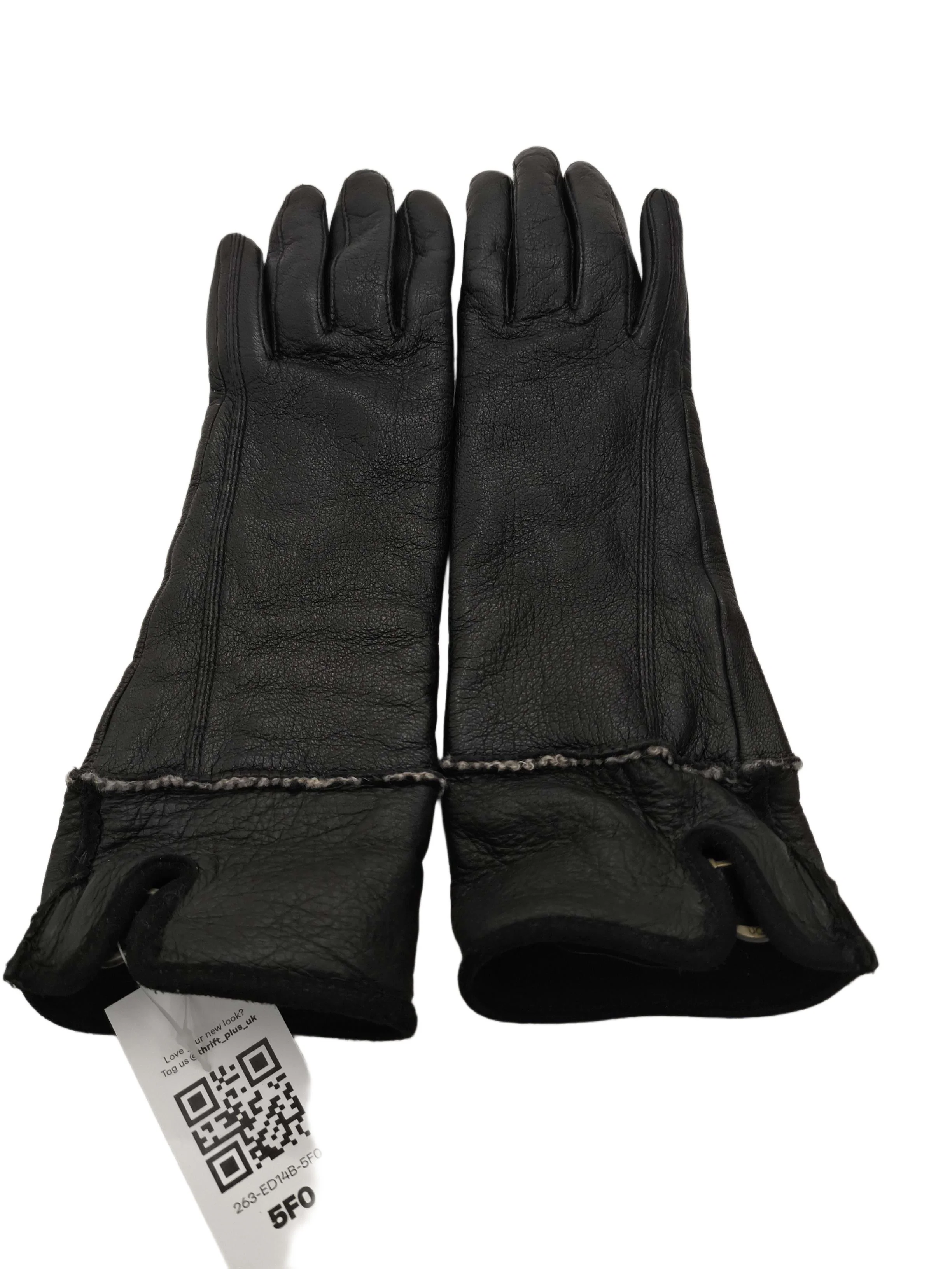 UGG Australia Men's Gloves S Black Leather with Cashmere Glove