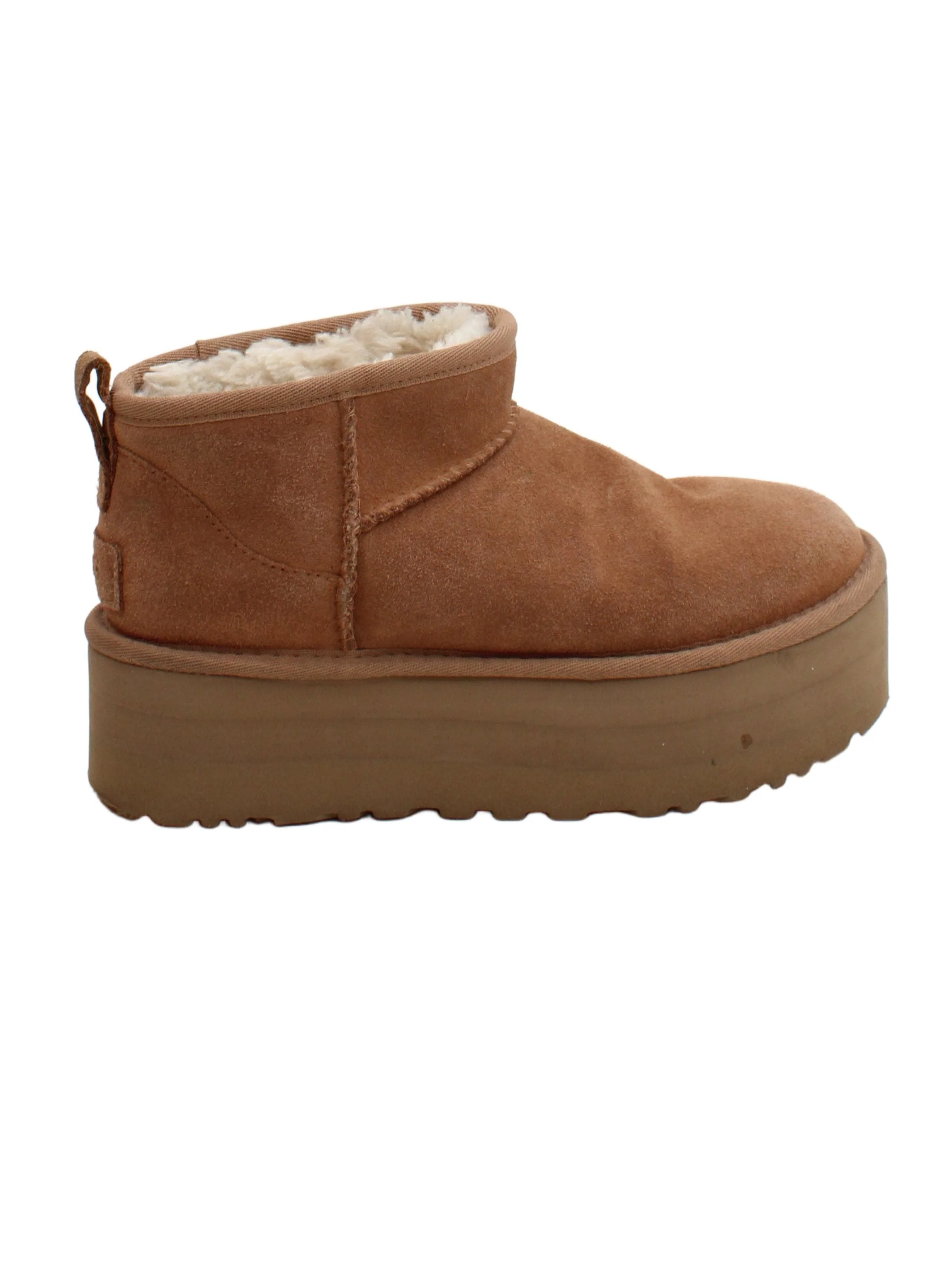 UGG Women's Boots UK 4 Brown Suede with Animal Fur Platform