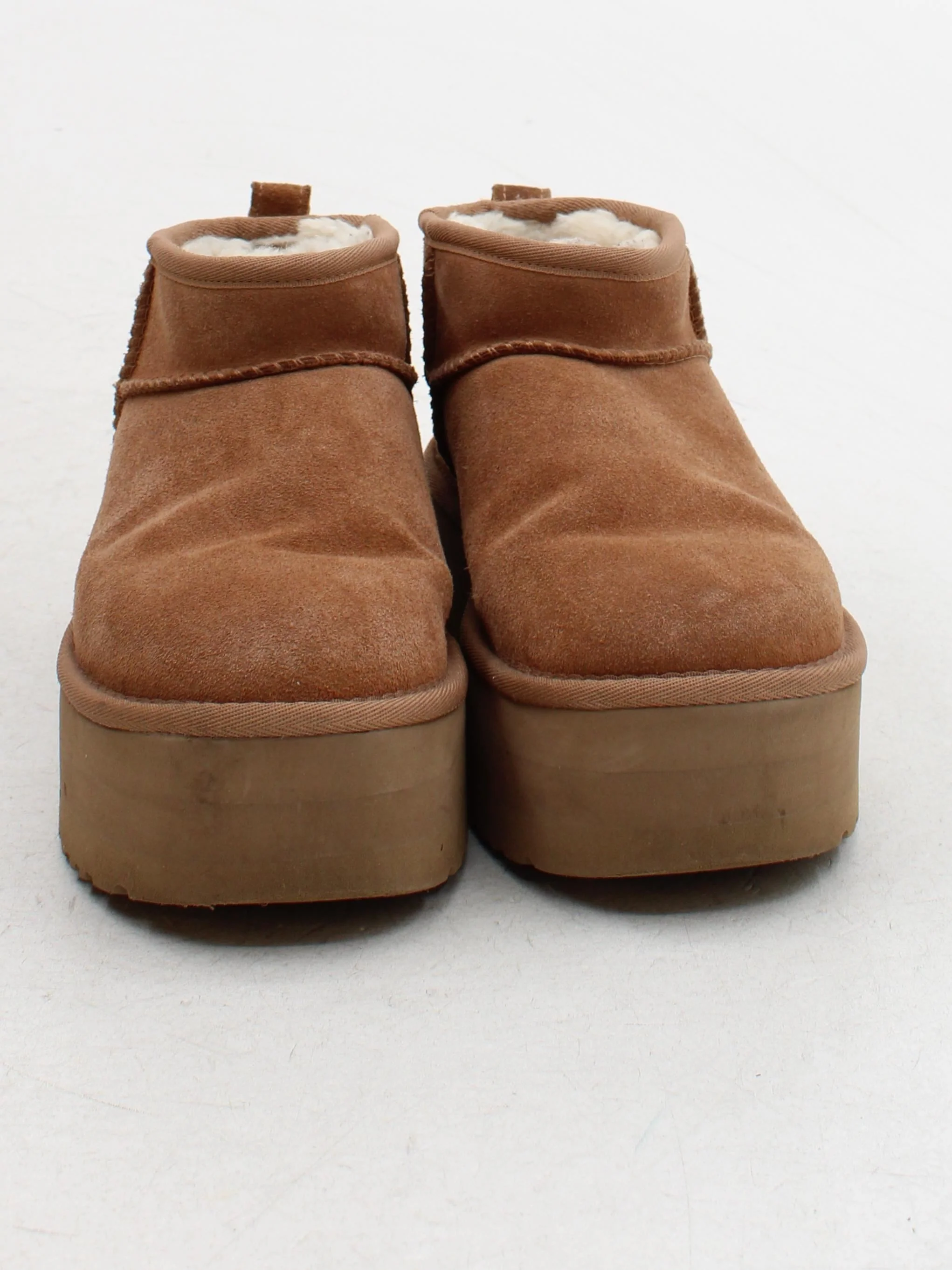 UGG Women's Boots UK 4 Brown Suede with Animal Fur Platform - Image 2