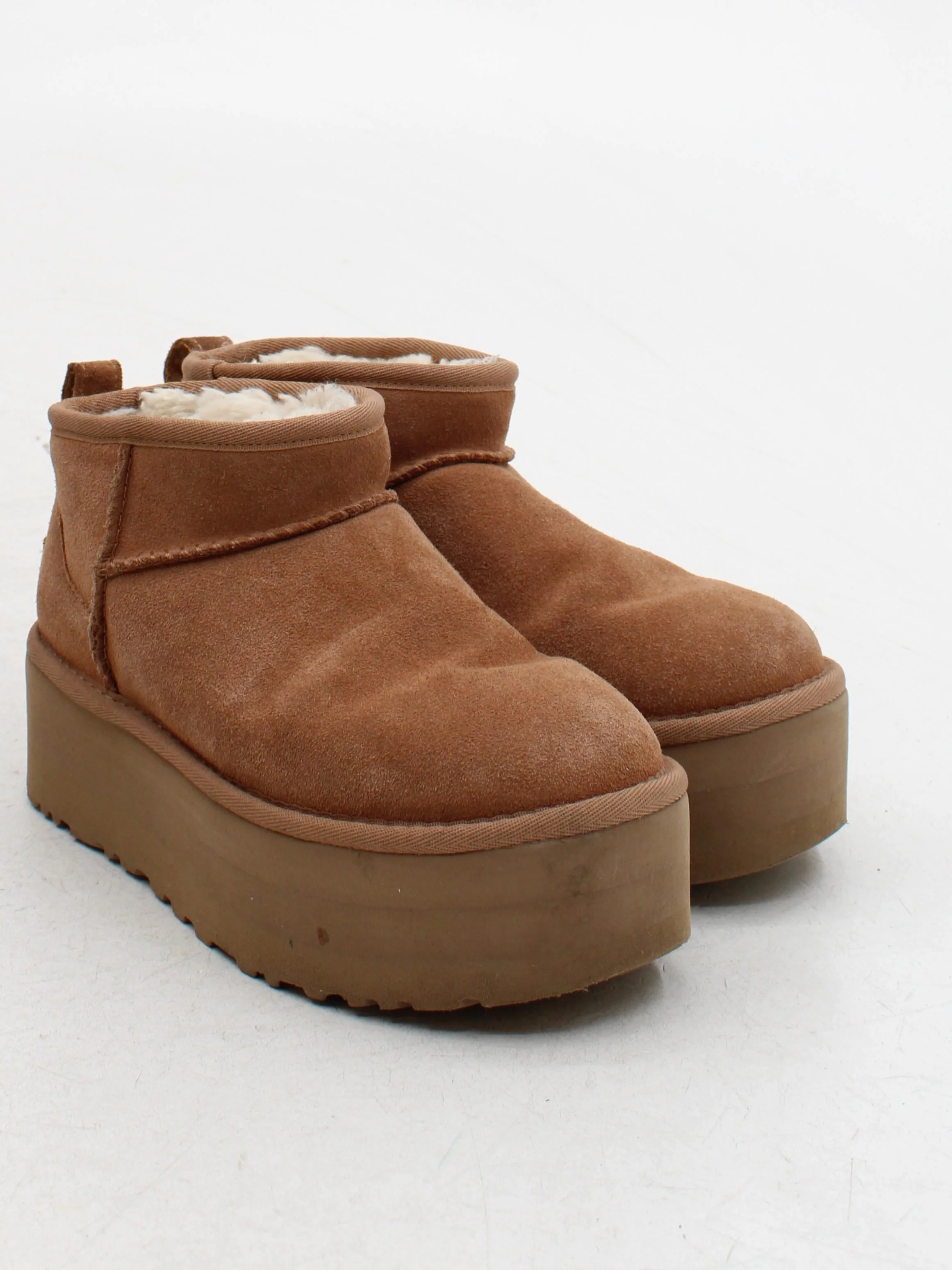 UGG Women's Boots UK 4 Brown Suede with Animal Fur Platform - Image 4