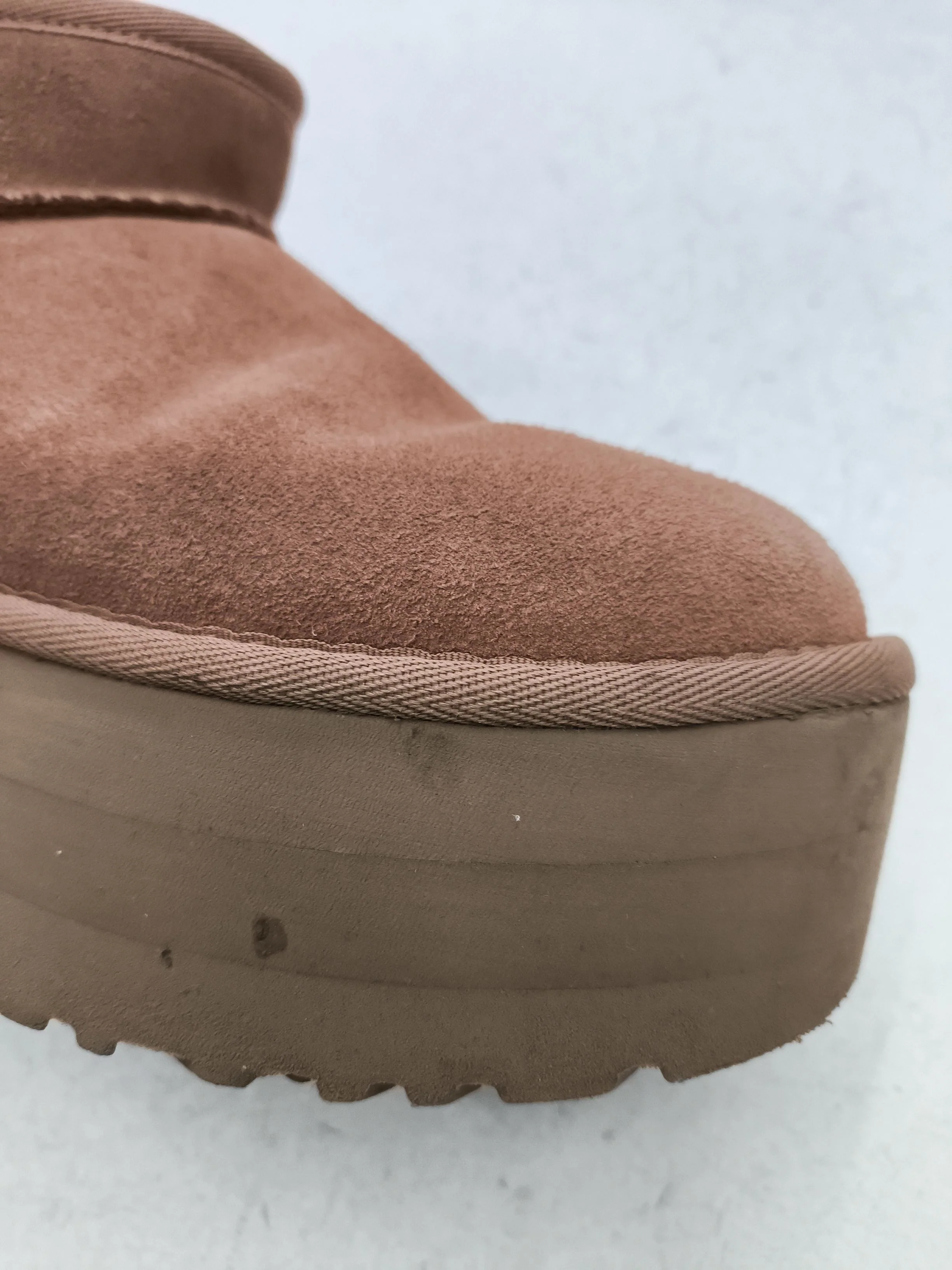UGG Women's Boots UK 4 Brown Suede with Animal Fur Platform - Image 8