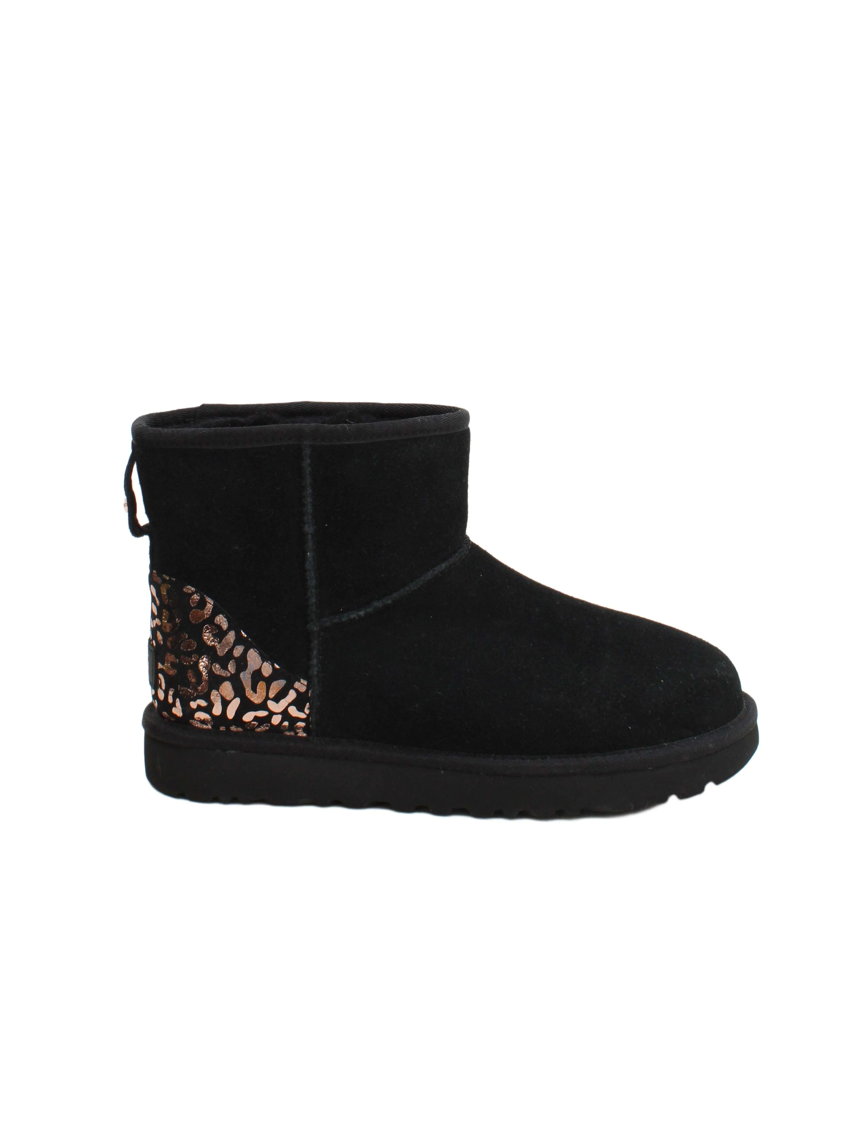 UGG Women's Boots UK 6 Black Animal Print 100% Suede Platform