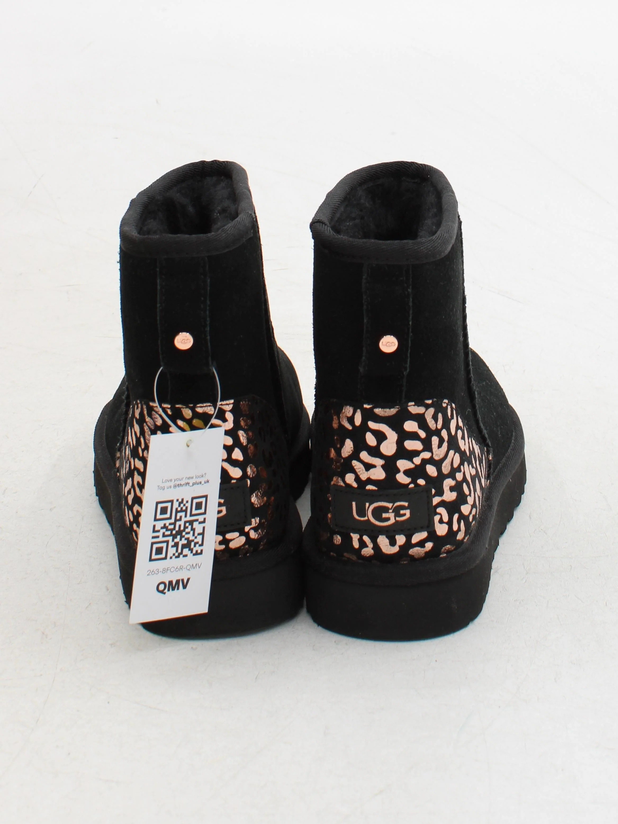 UGG Women's Boots UK 6 Black Animal Print 100% Suede Platform - Image 3