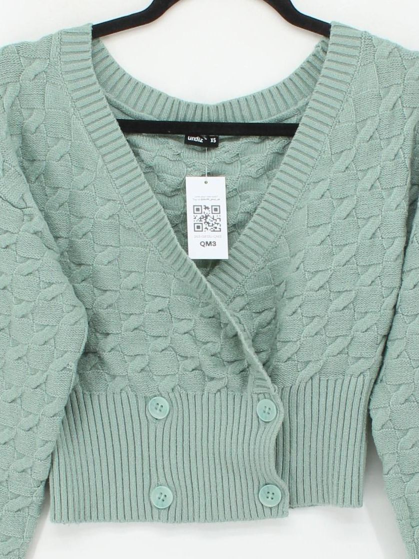 Undiz Women's Cardigan XS Green Viscose with Polyester, Polyamide Cardigan - Image 3