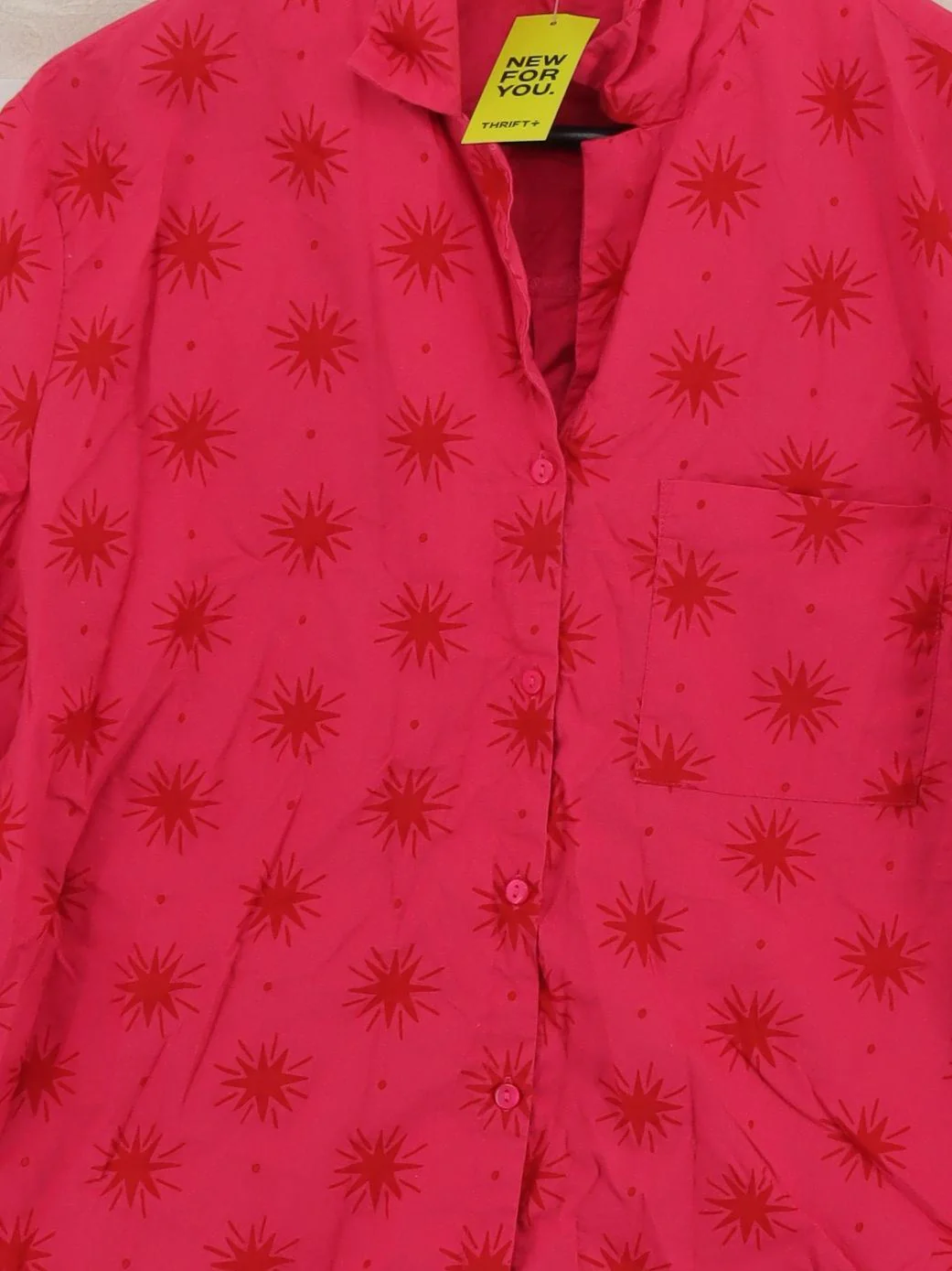 Unfolded Women's Shirt M Red 100% Cotton Long Sleeve Collared Basic - Image 3