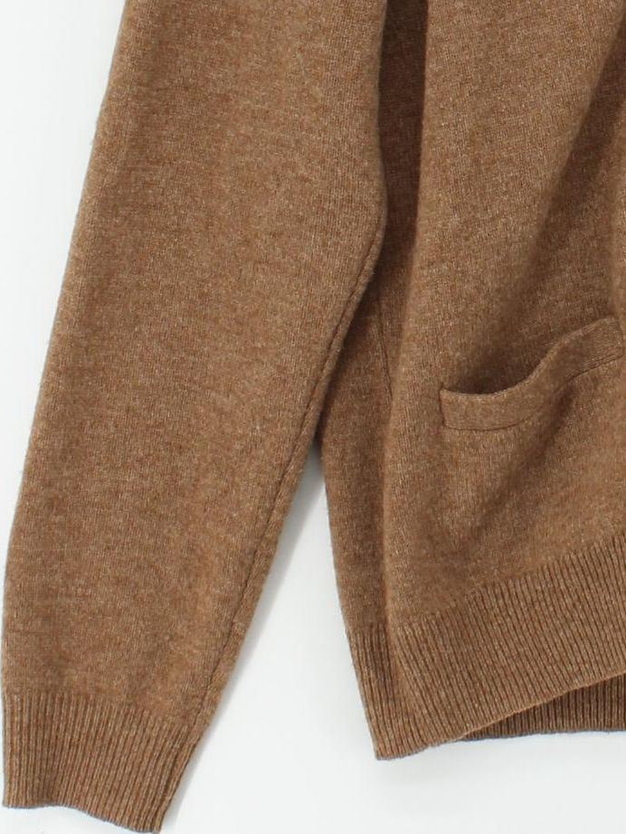 Uniqlo Men's Cardigan M Brown 100% Wool V-Neck Cardigan - Image 4