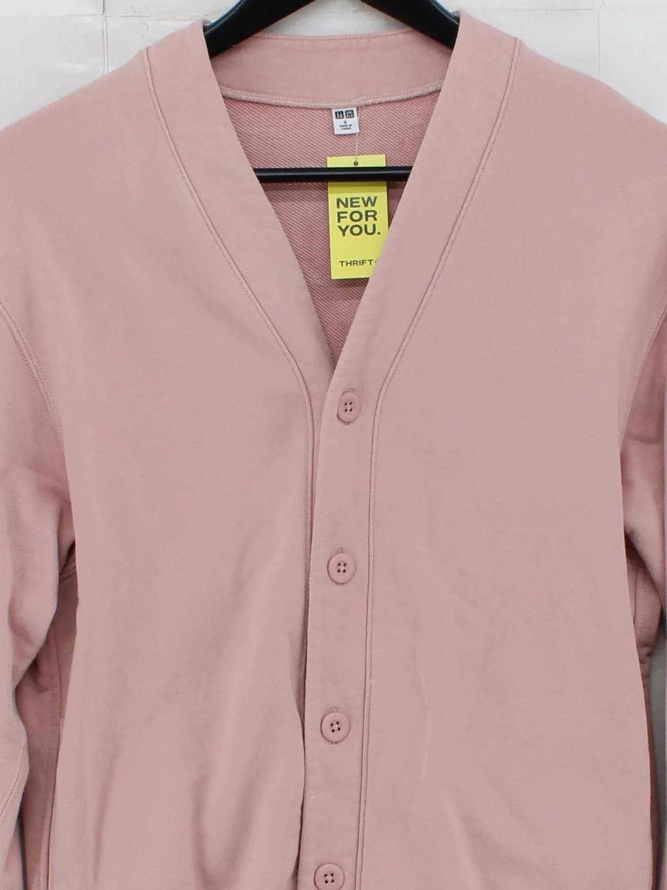 Uniqlo Men's Cardigan S Pink Cotton with Polyester V-Neck Cardigan - Image 3