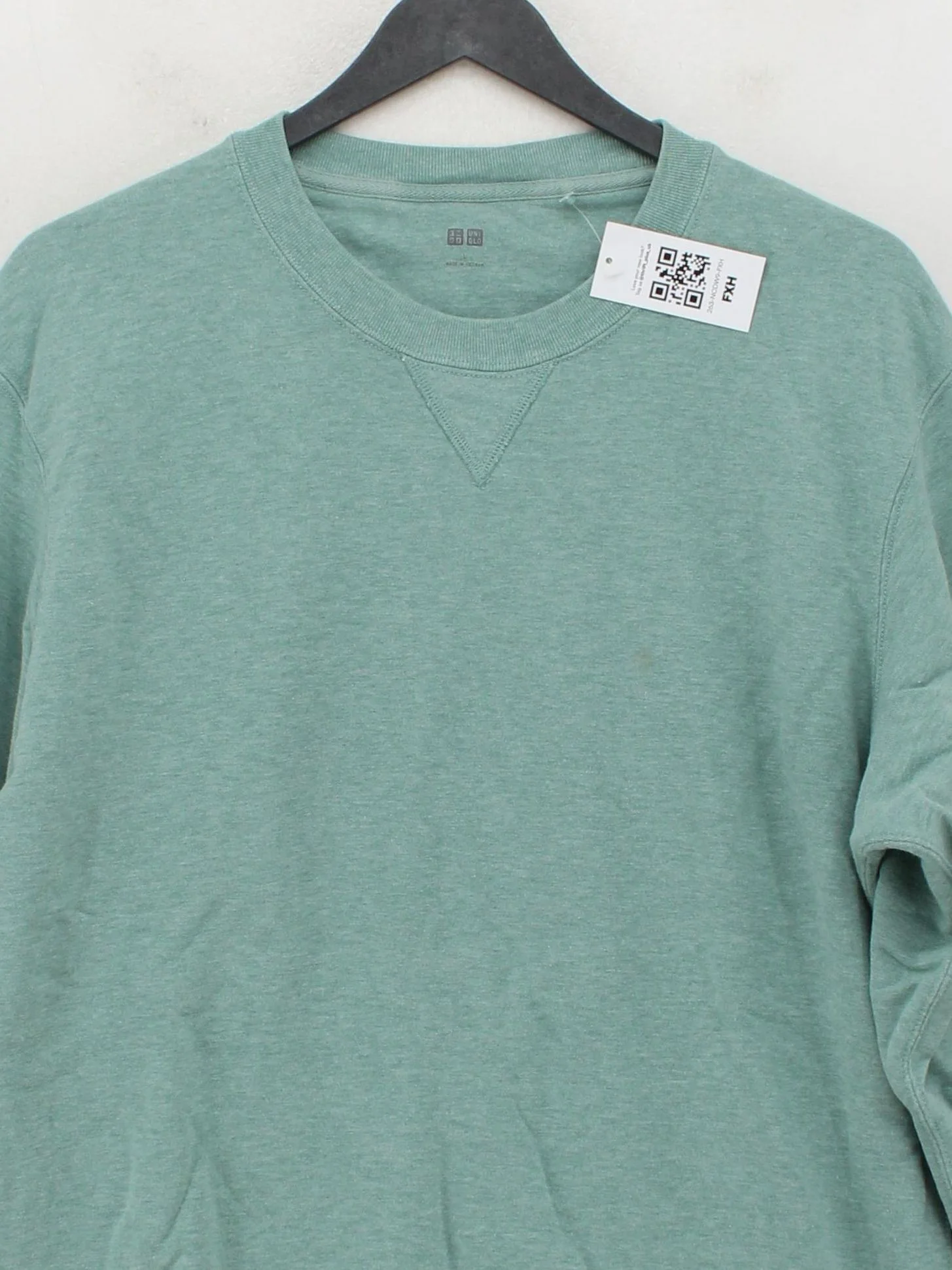 Uniqlo Men's Hoodie L Green 100% Cotton Pullover - Image 3