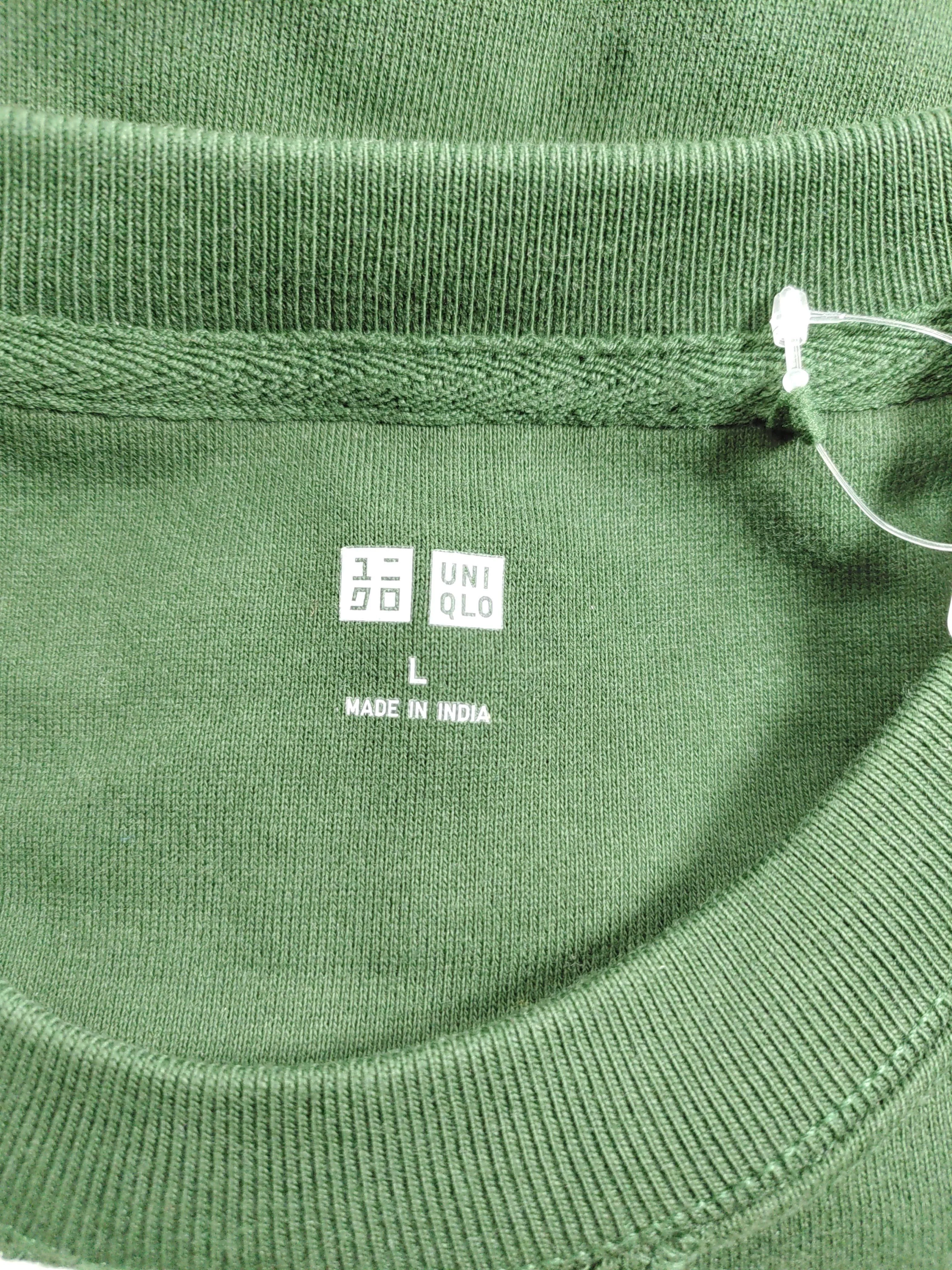 Uniqlo Men's Hoodie L Green Cotton with Polyester Pullover - Image 5