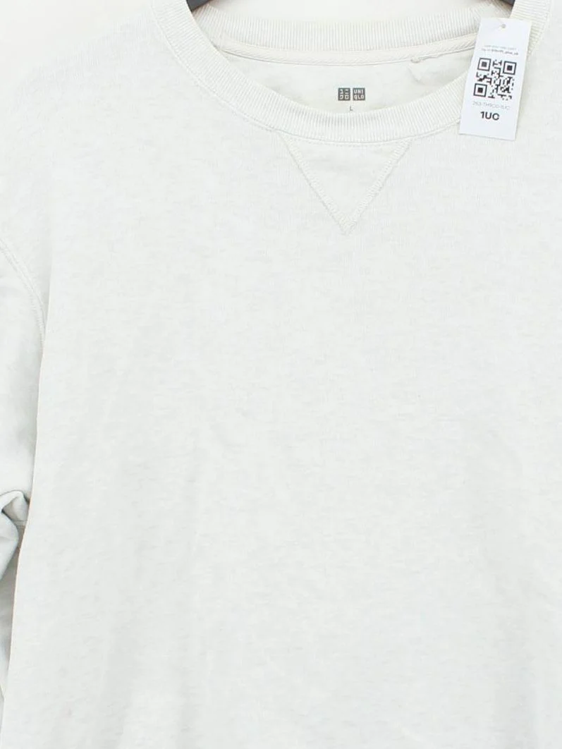 Uniqlo Men's Hoodie L Grey Cotton with Polyester Pullover - Image 3