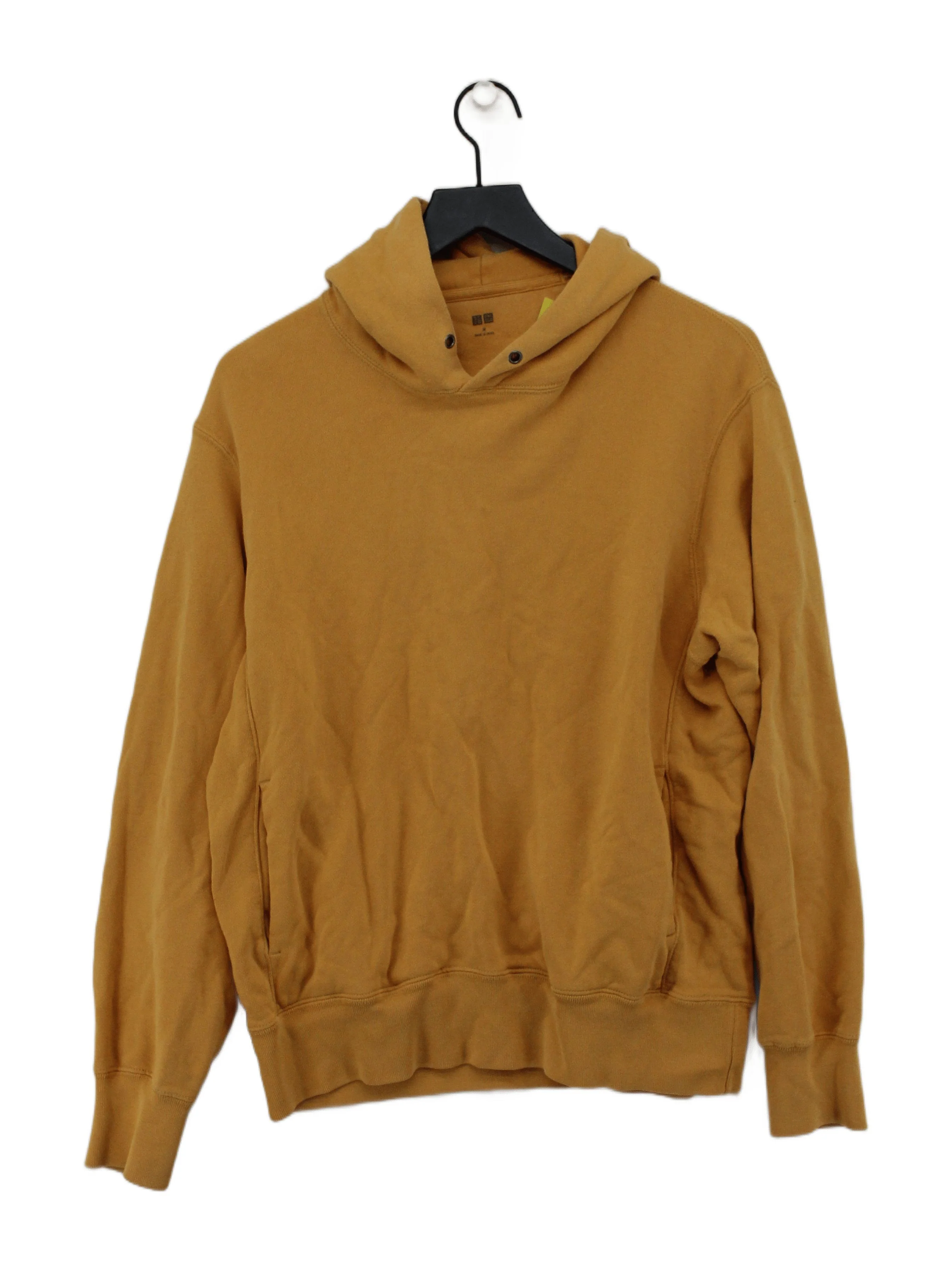 Uniqlo Men's Hoodie M Yellow Cotton with Polyester Pullover