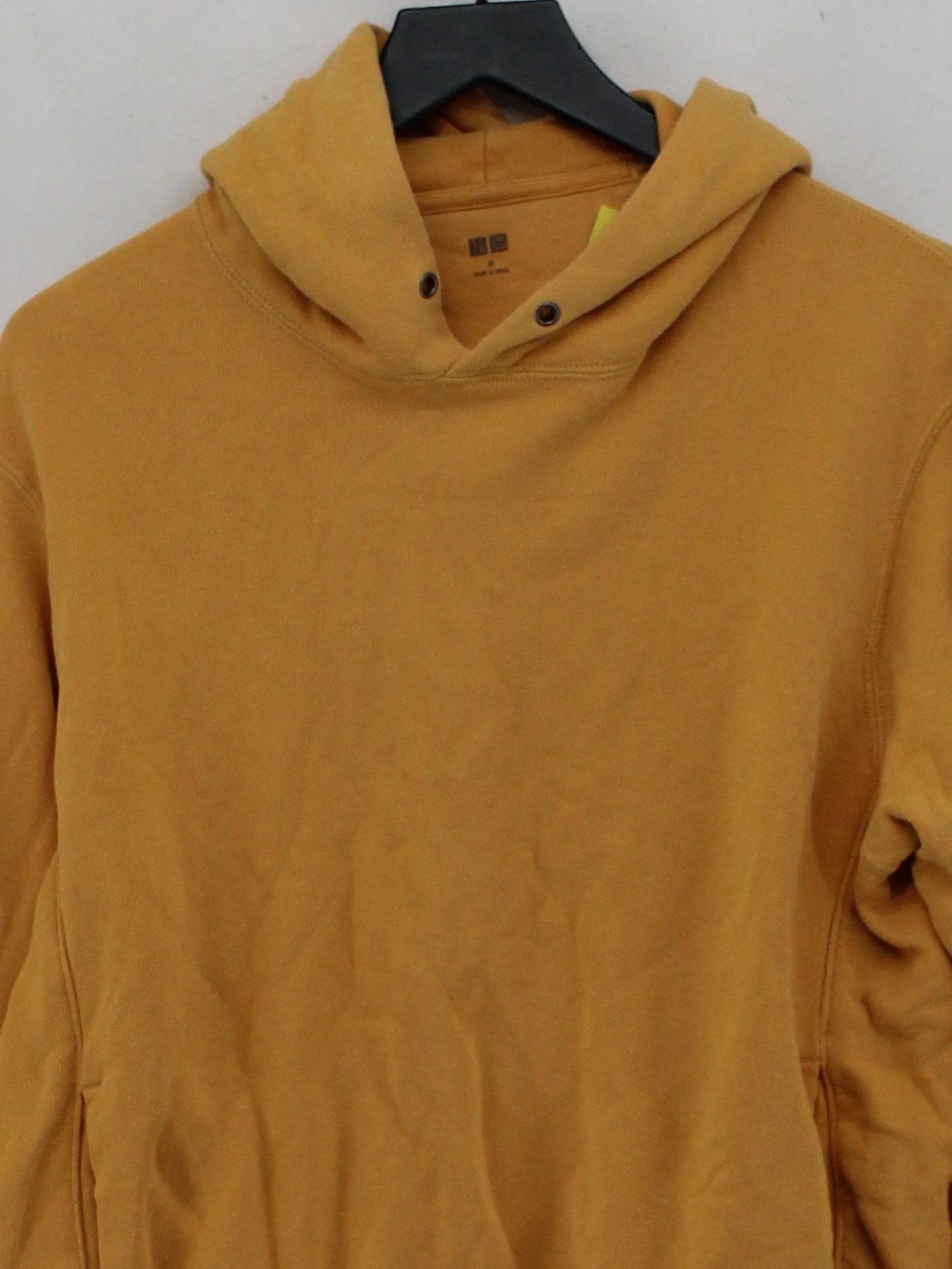 Uniqlo Men's Hoodie M Yellow Cotton with Polyester Pullover - Image 3