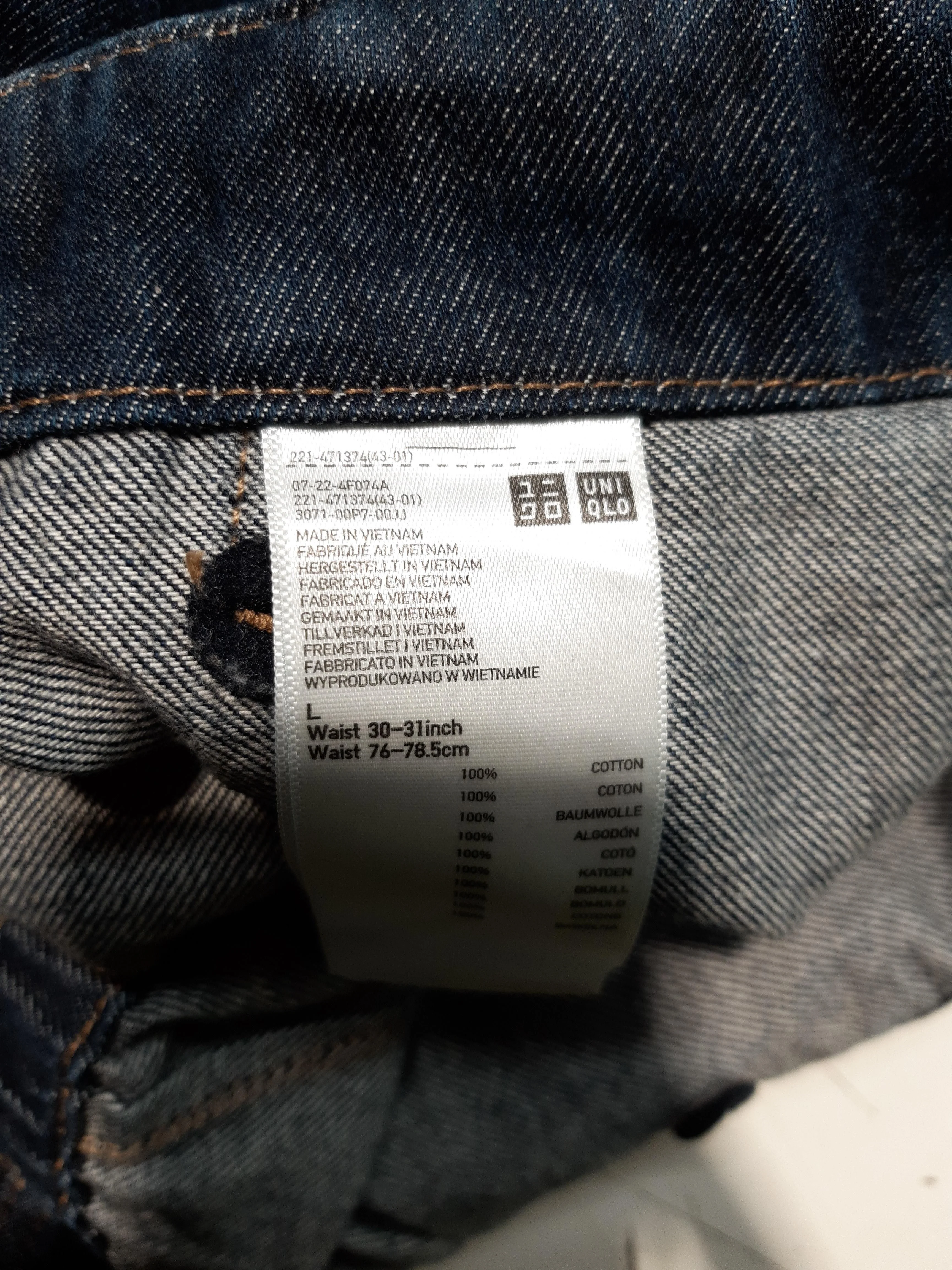 Uniqlo Men's Jeans L Blue 100% Cotton Wide-Leg - Image 6