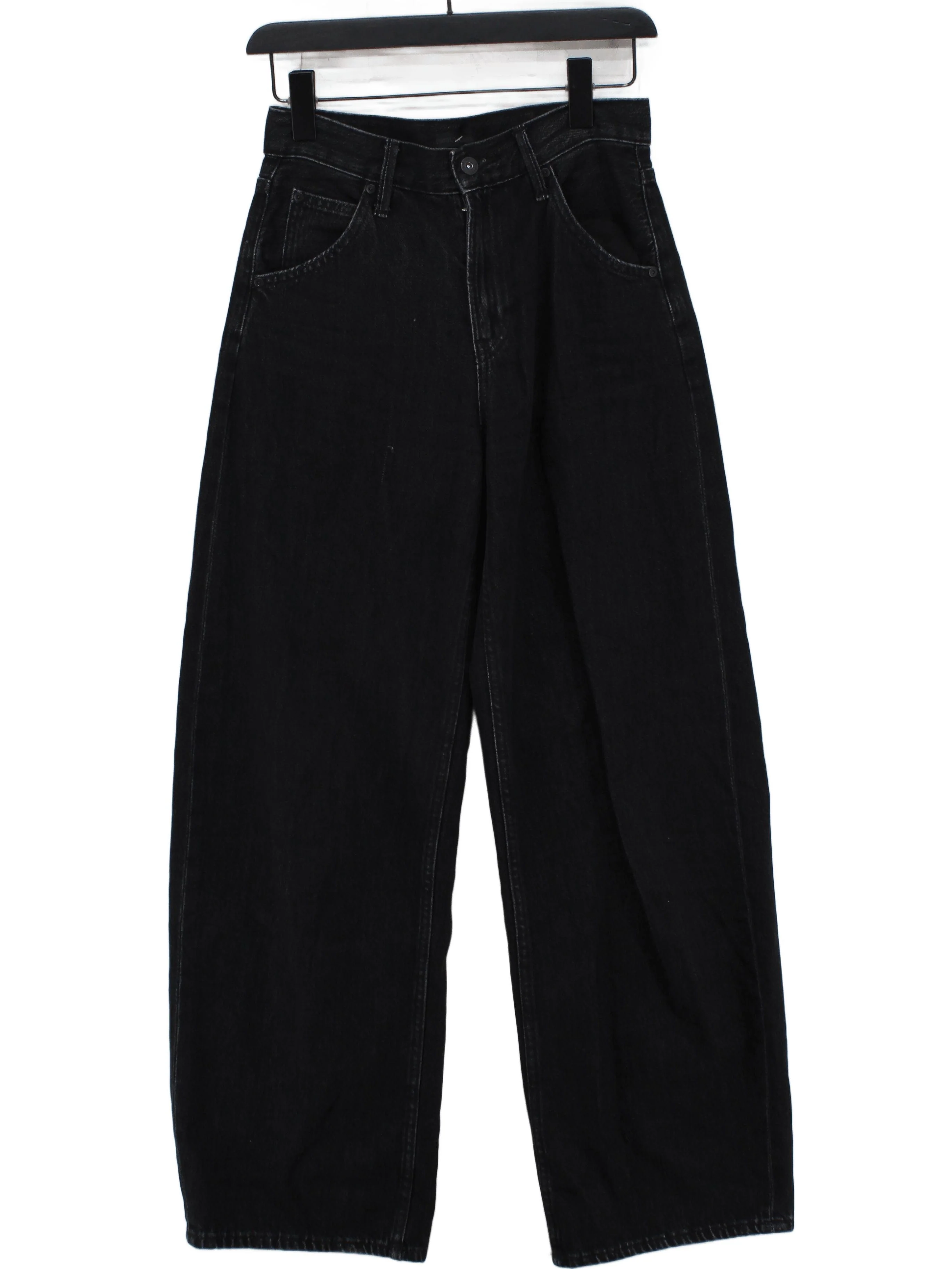 Uniqlo Men's Jeans W 23 in; L 31 in Black Cotton with Lyocell Modal Wide-Leg
