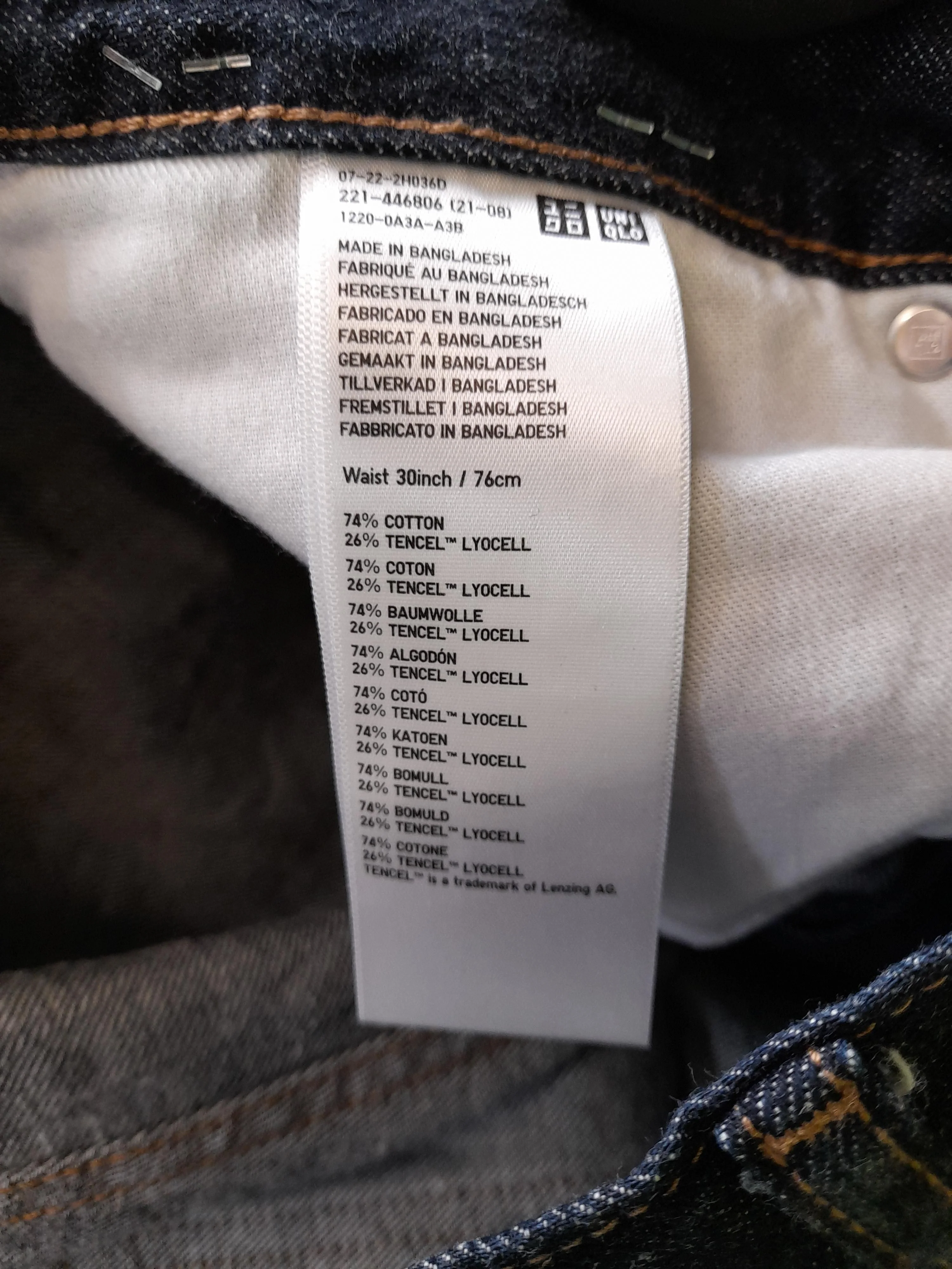 Uniqlo Men's Jeans W 30 in Blue Cotton with Lyocell Modal Wide-Leg - Image 6