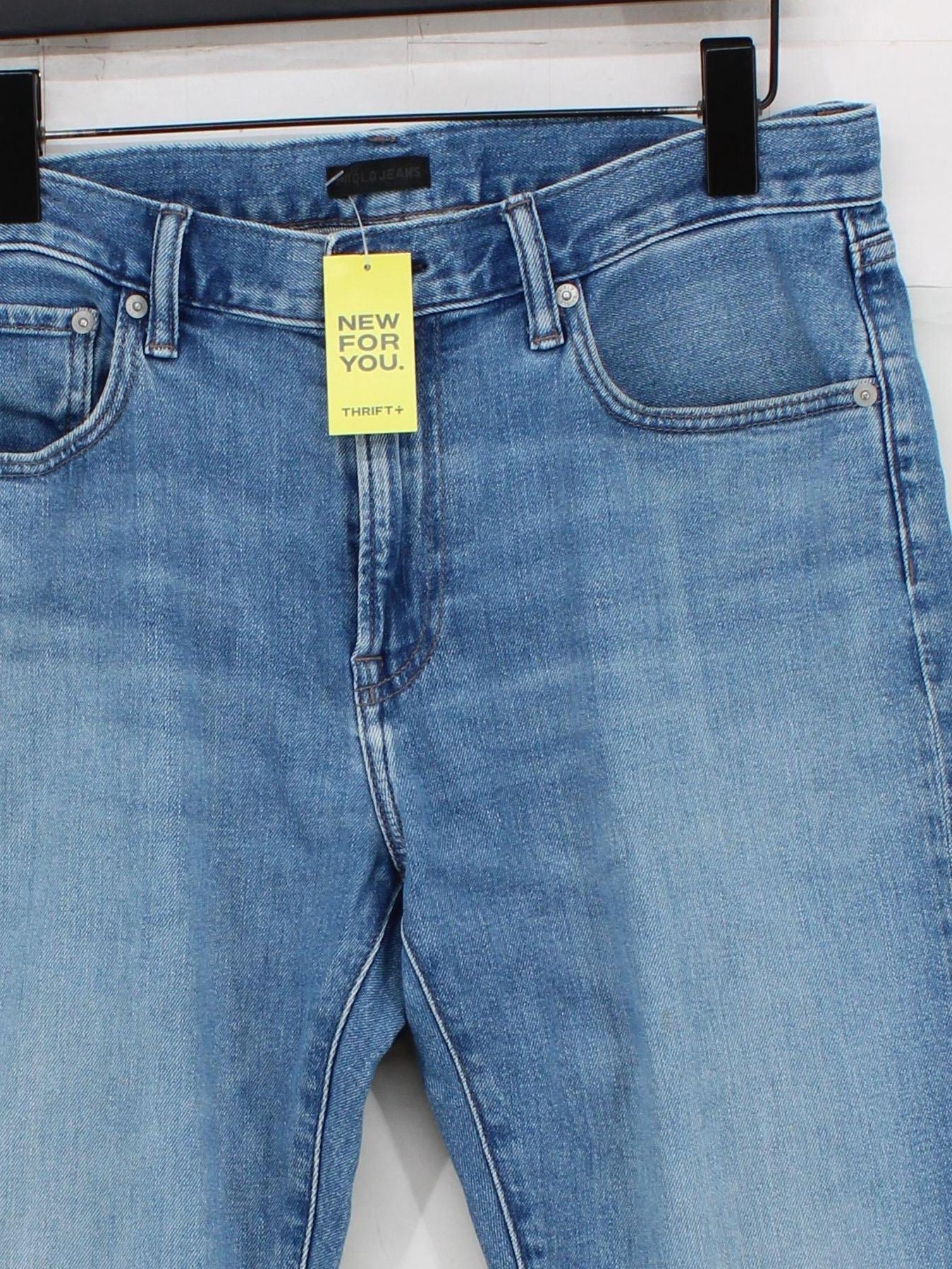 Uniqlo Men's Jeans W 32 in; L 32 in Blue Cotton with Elastane Straight - Image 3