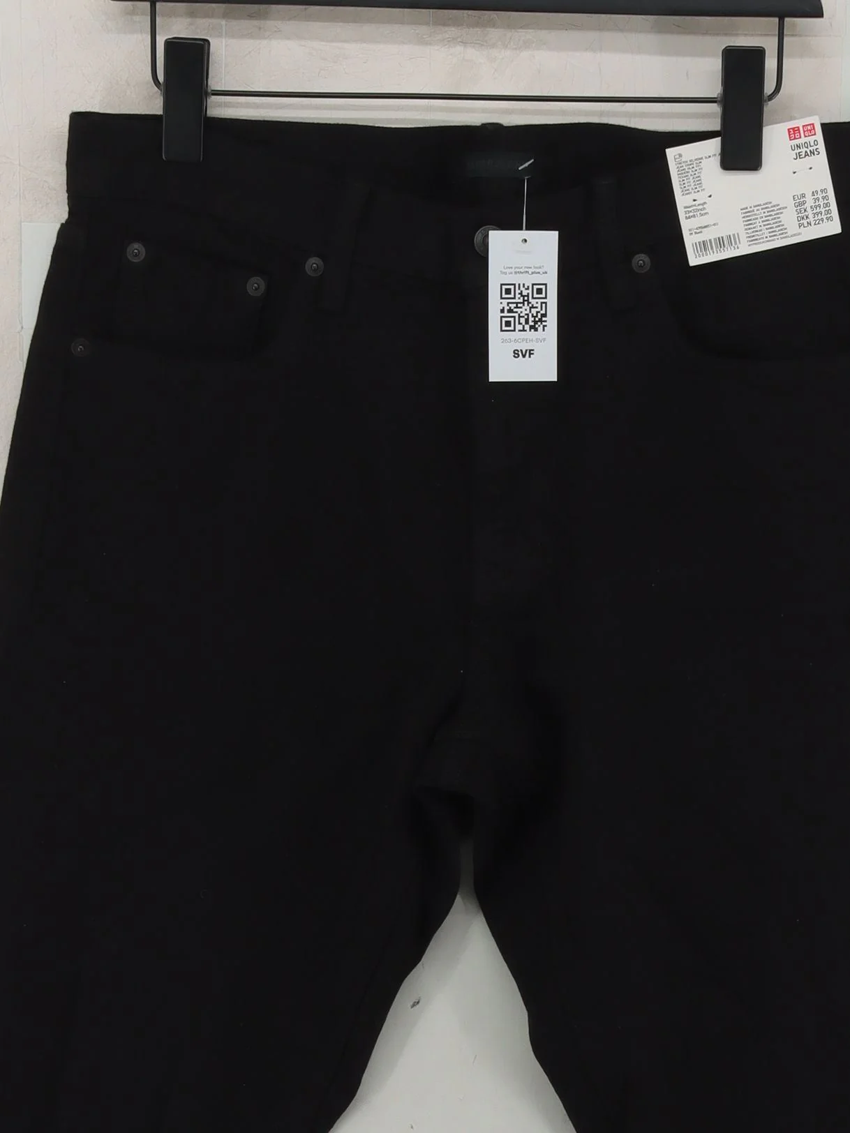 Uniqlo Men's Jeans W 33 in Black Cotton with Elastane Straight New with tags - Image 3