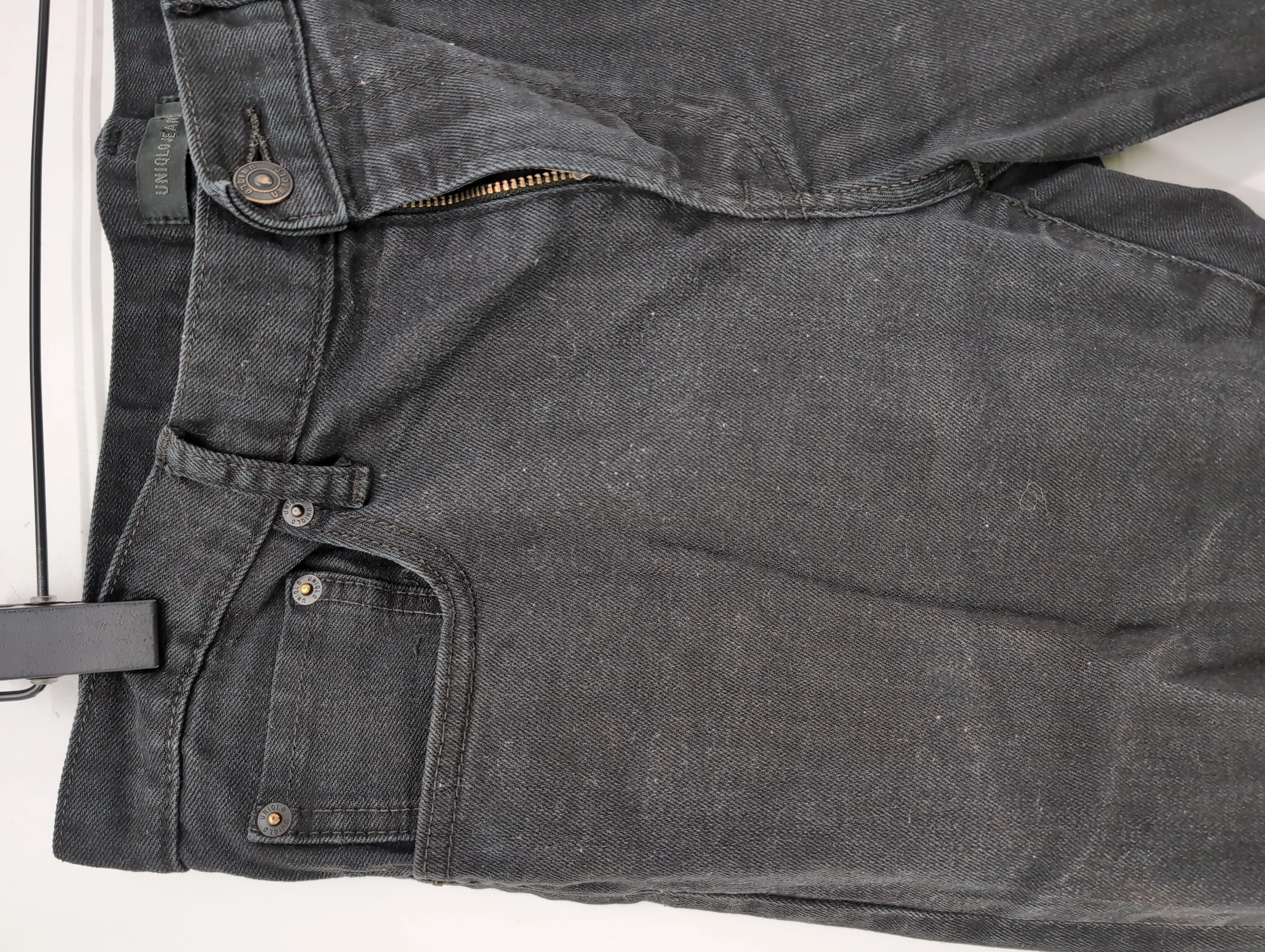 Uniqlo Men's Jeans W 33 in; L 34 in Black Cotton with Elastane Straight - Image 5