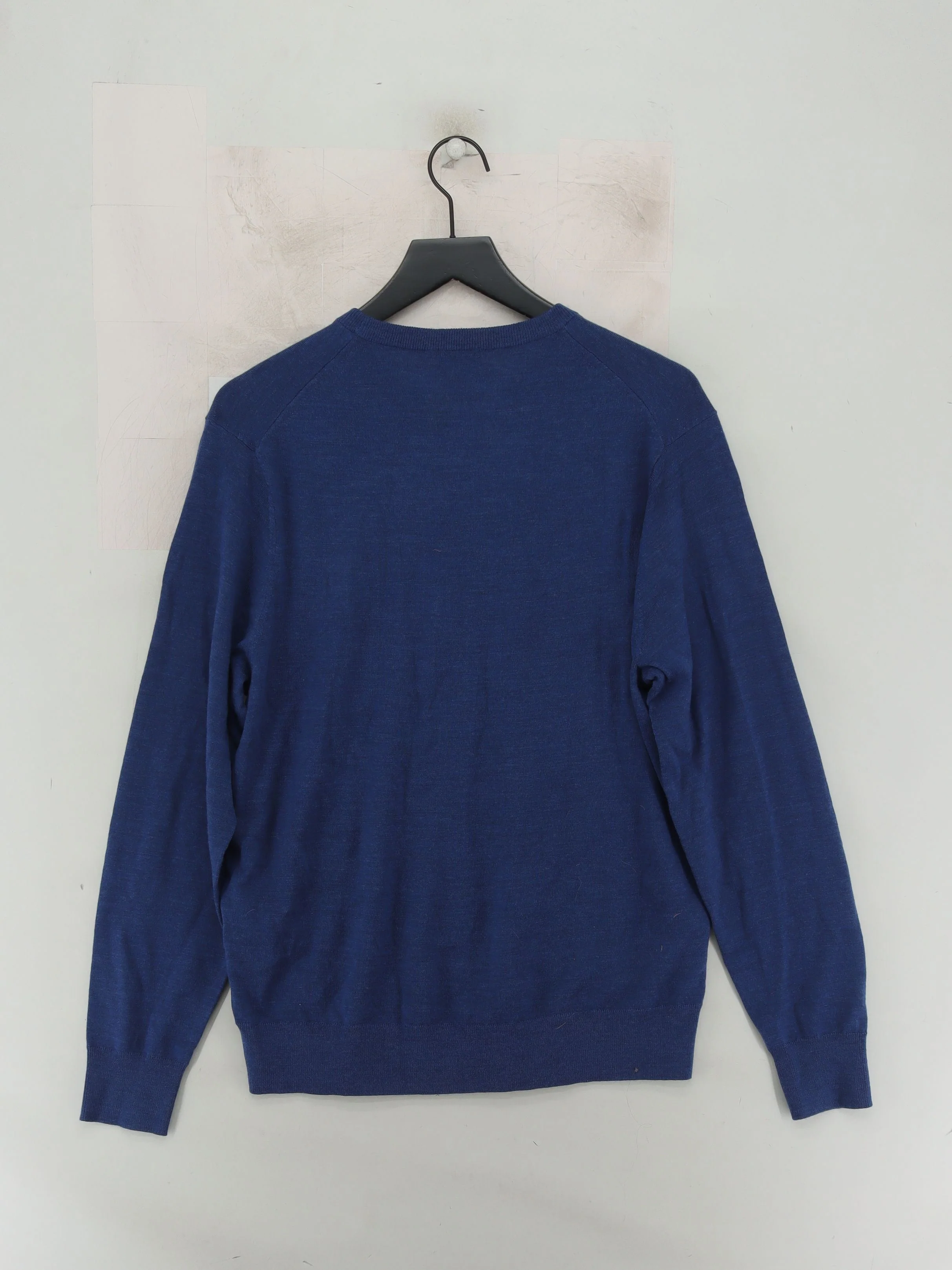 Uniqlo Men's Jumper L Blue 100% Wool Crew Neck Pullover New with tags - Image 2