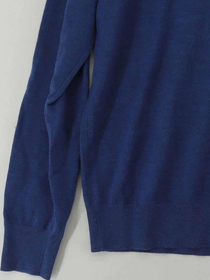 Uniqlo Men's Jumper L Blue 100% Wool Crew Neck Pullover New with tags - Image 4
