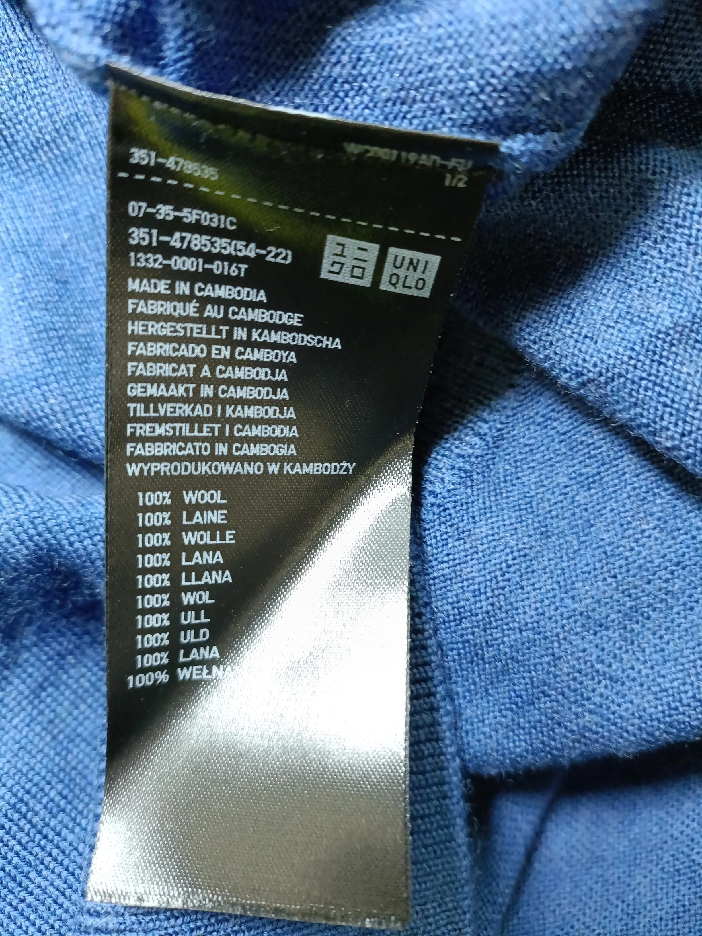 Uniqlo Men's Jumper L Blue 100% Wool Crew Neck Pullover New with tags - Image 6