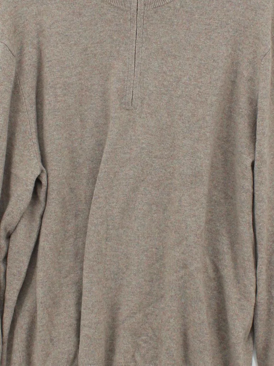 Uniqlo Men's Jumper L Brown 100% Cashmere Mock Neck Pullover - Image 3