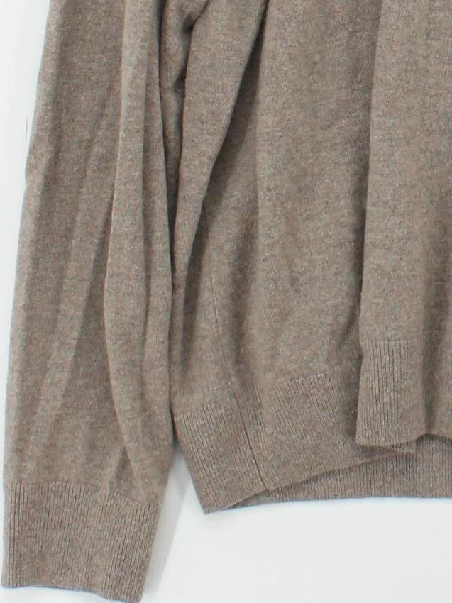 Uniqlo Men's Jumper L Brown 100% Cashmere Mock Neck Pullover - Image 4