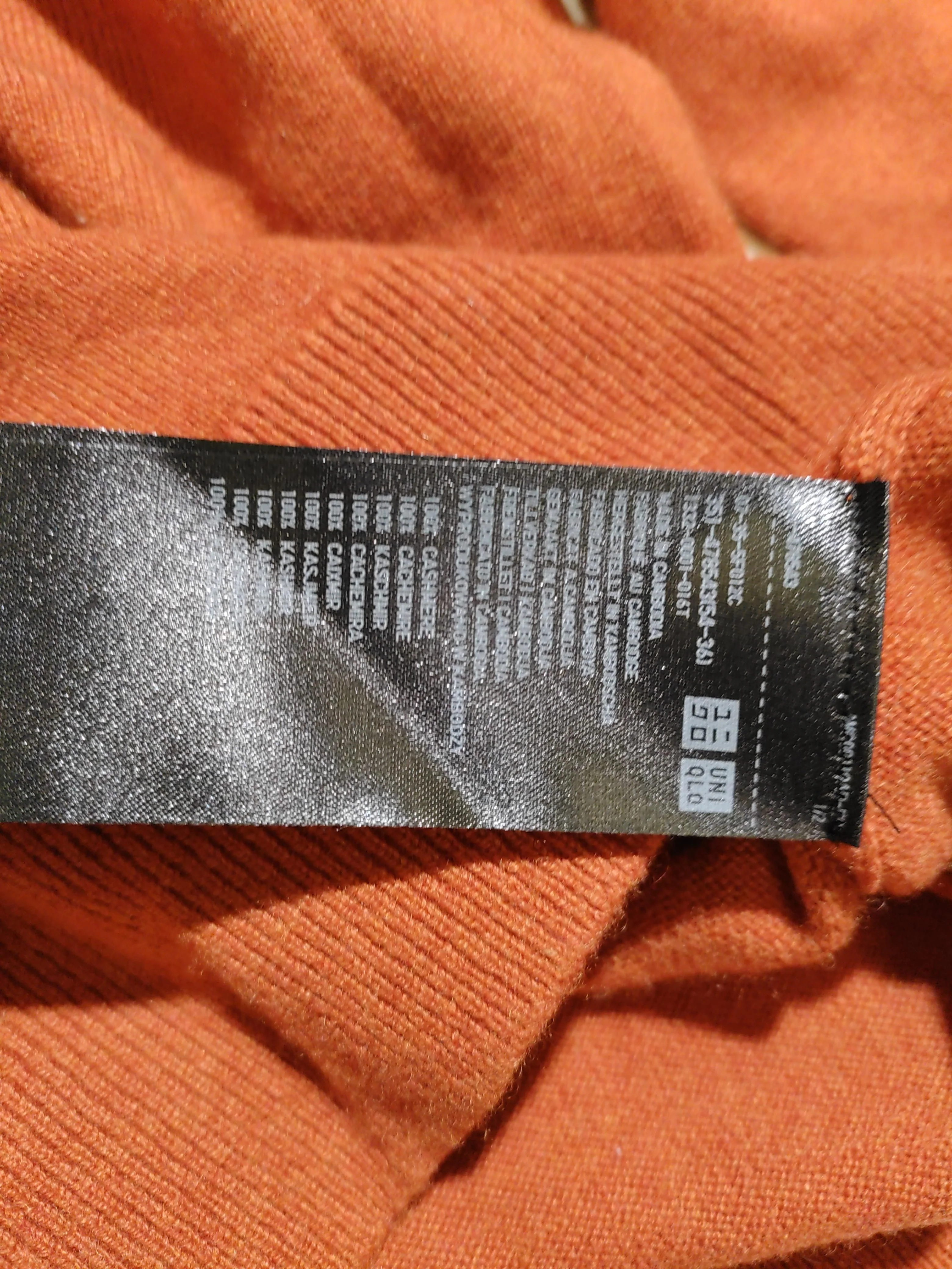 Uniqlo Men's Jumper L Orange 100% Cashmere Crew Neck Pullover - Image 6