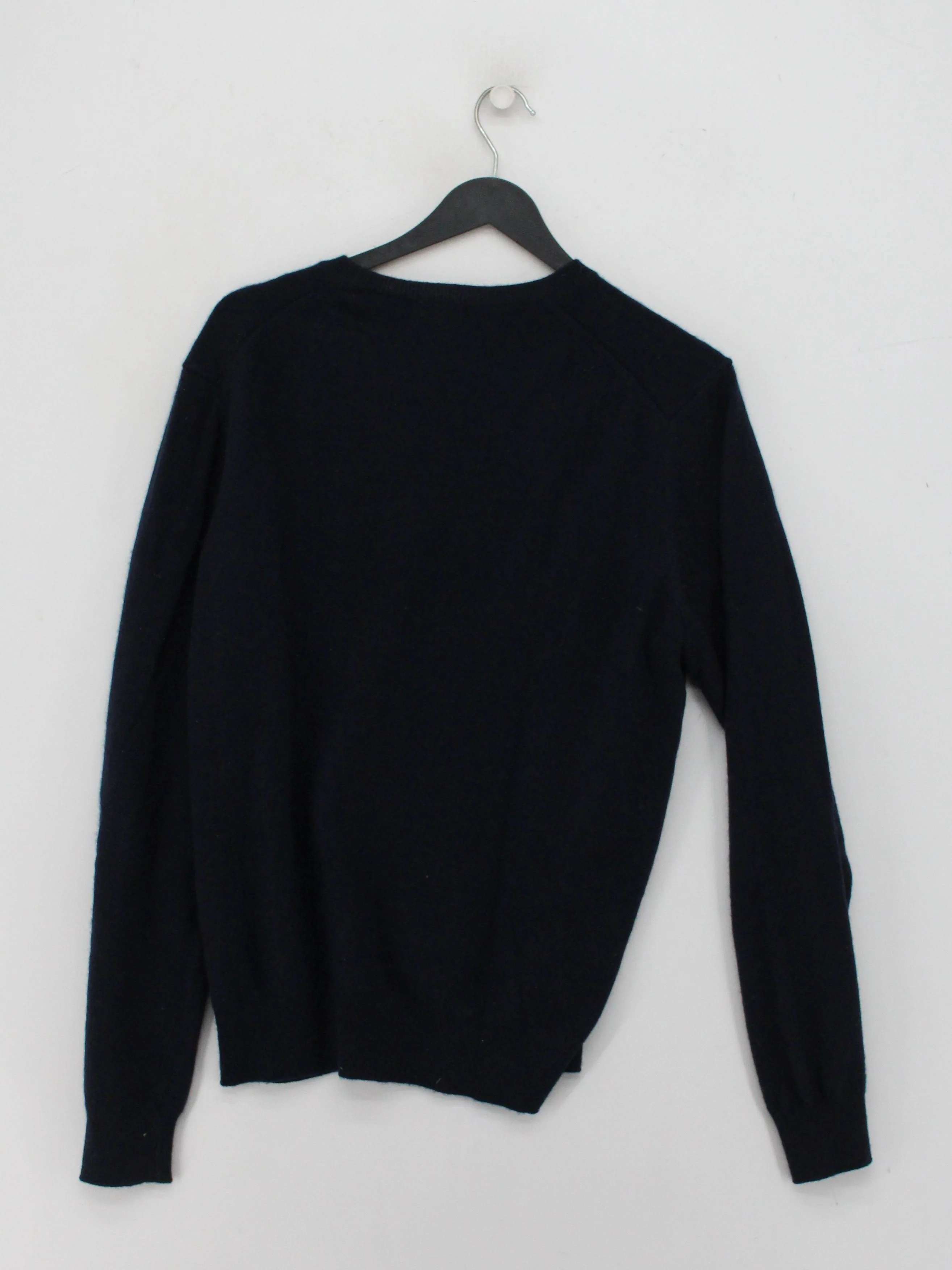 Uniqlo Men's Jumper M Blue 100% Cashmere V-Neck Pullover - Image 2