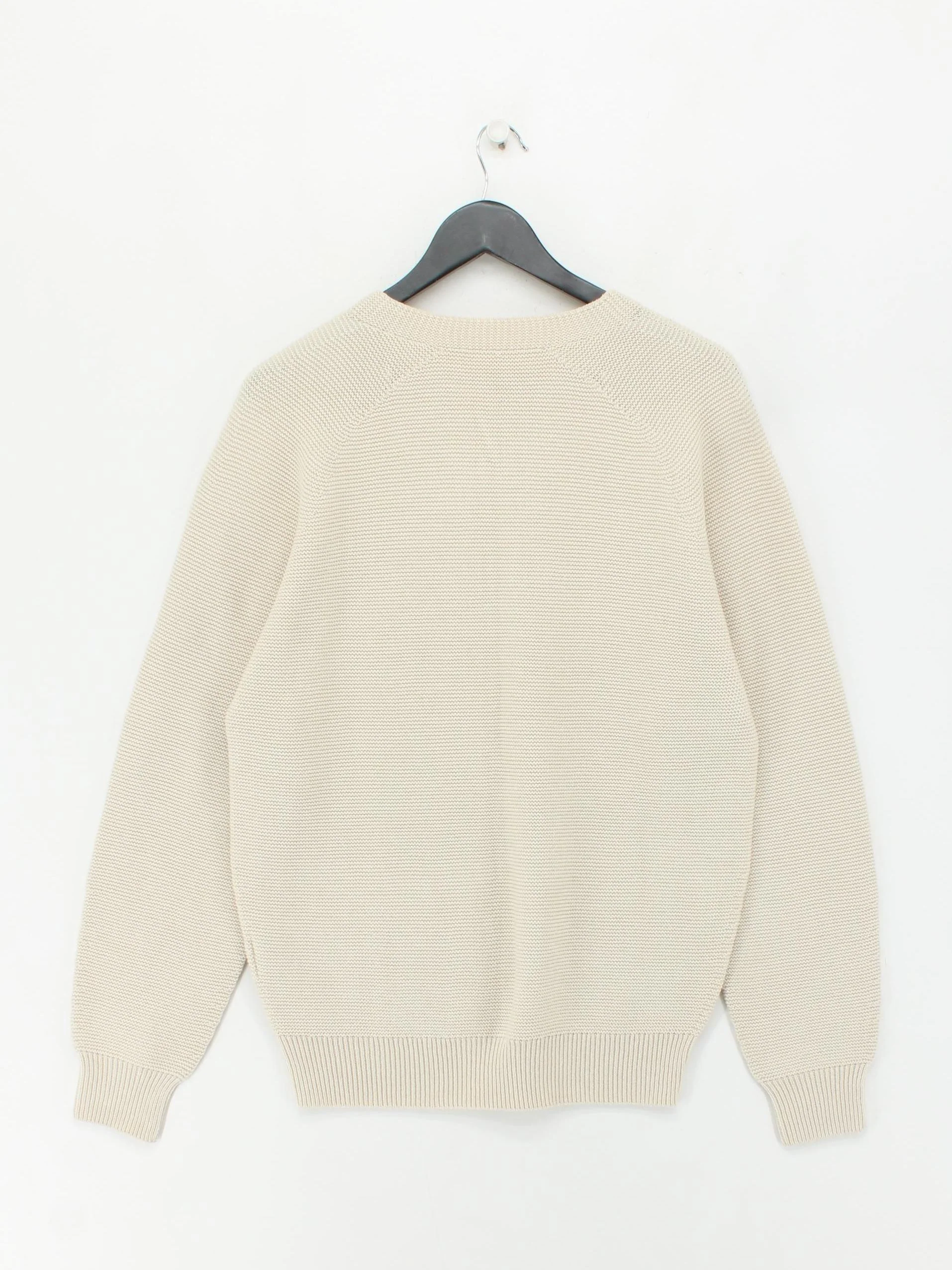 Uniqlo Men's Jumper M Cream Acrylic with Cotton Crew Neck Pullover - Image 2