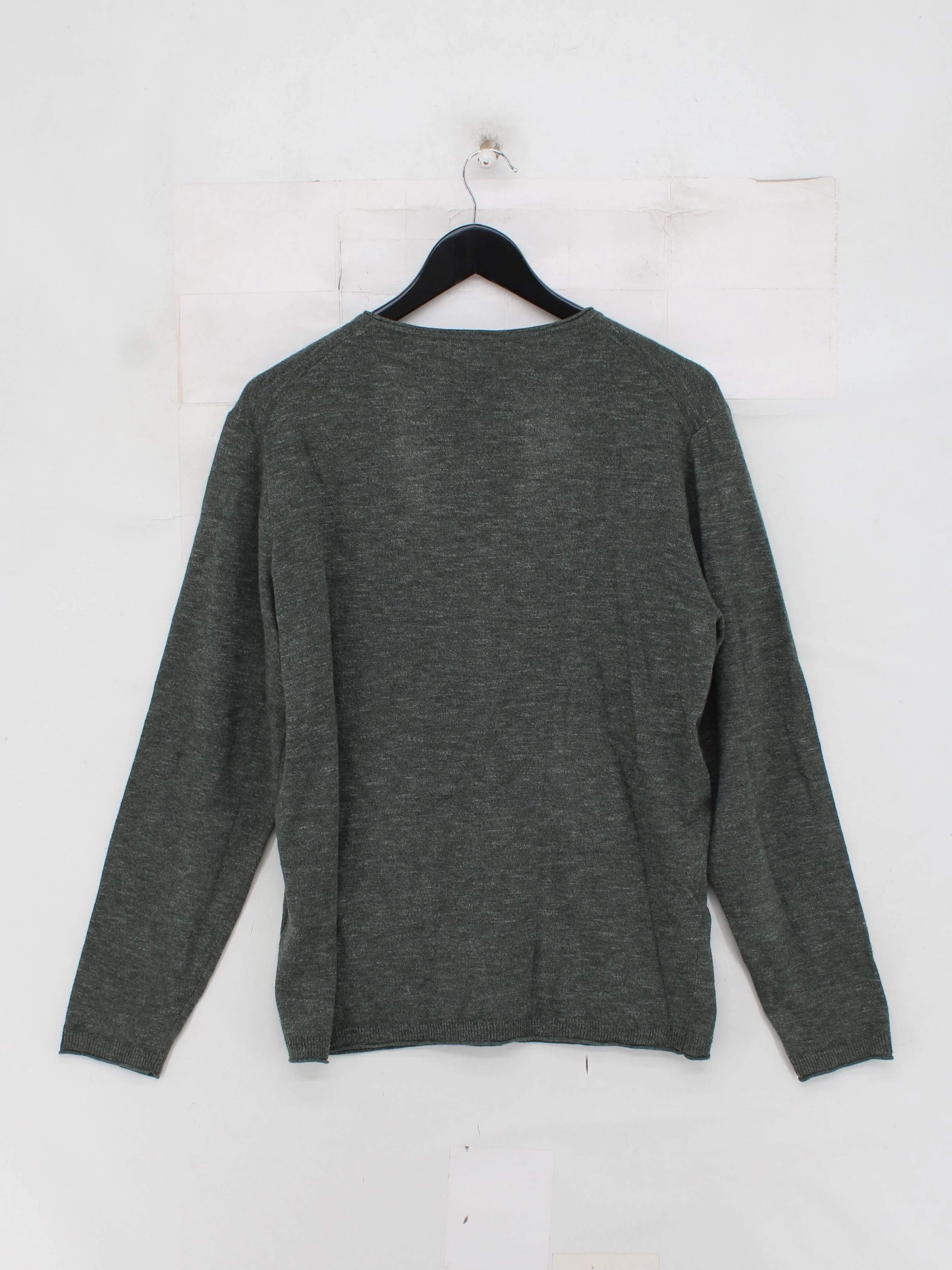 Uniqlo Men's Jumper M Green Polyester with Cotton, Polyamide, Wool Pullover - Image 2