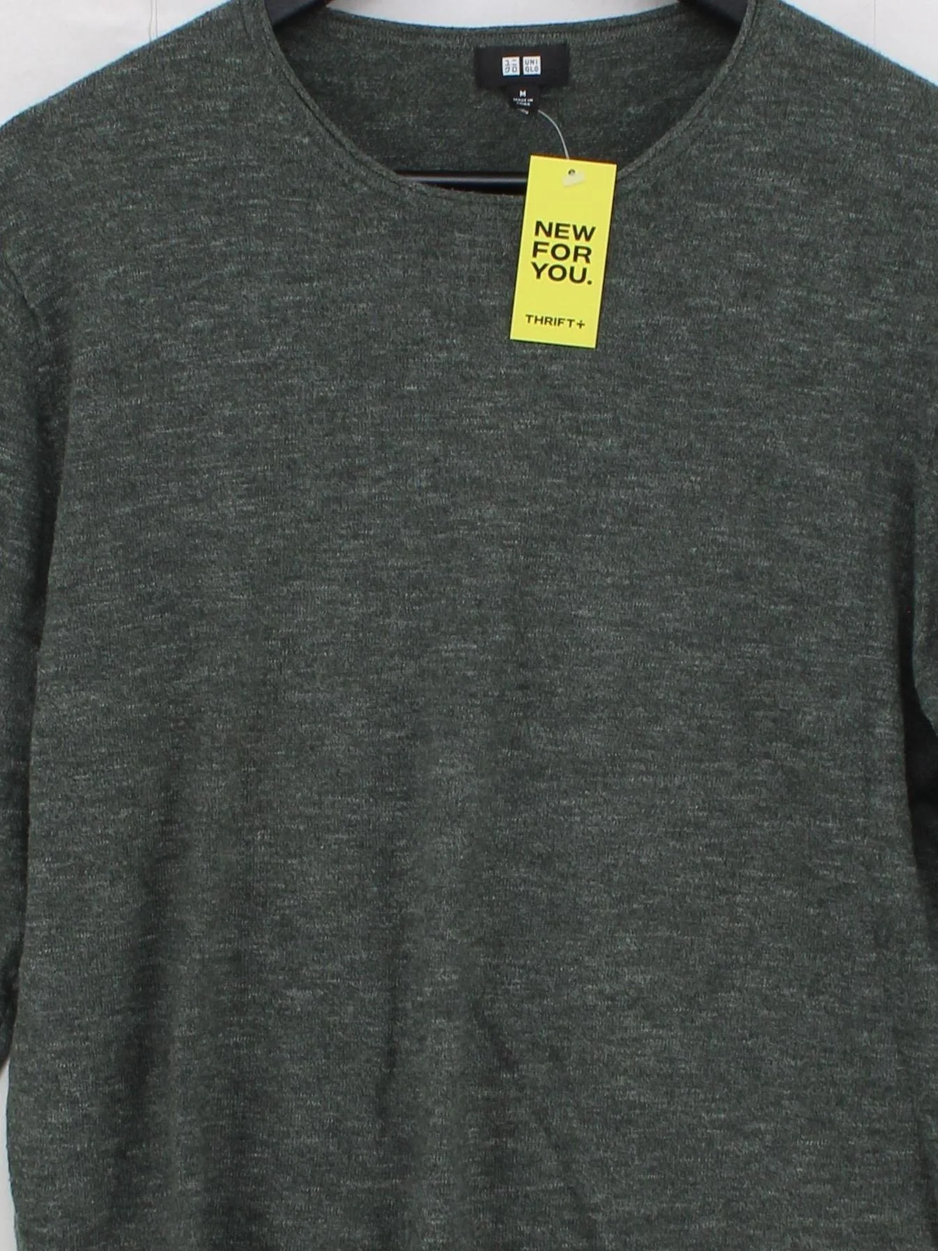 Uniqlo Men's Jumper M Green Polyester with Cotton, Polyamide, Wool Pullover - Image 3