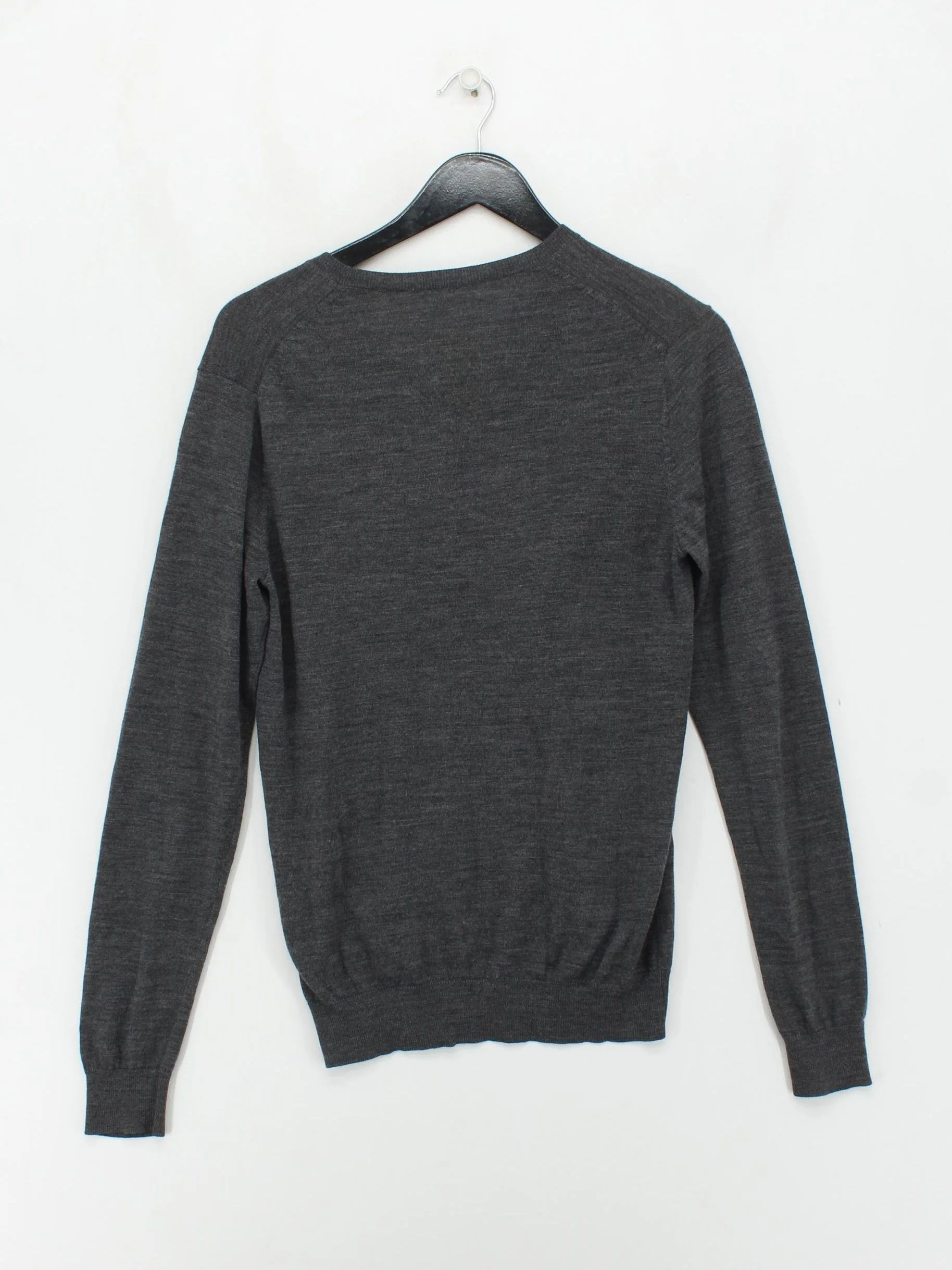 Uniqlo Men's Jumper M Grey 100% Wool V-Neck Pullover - Image 2
