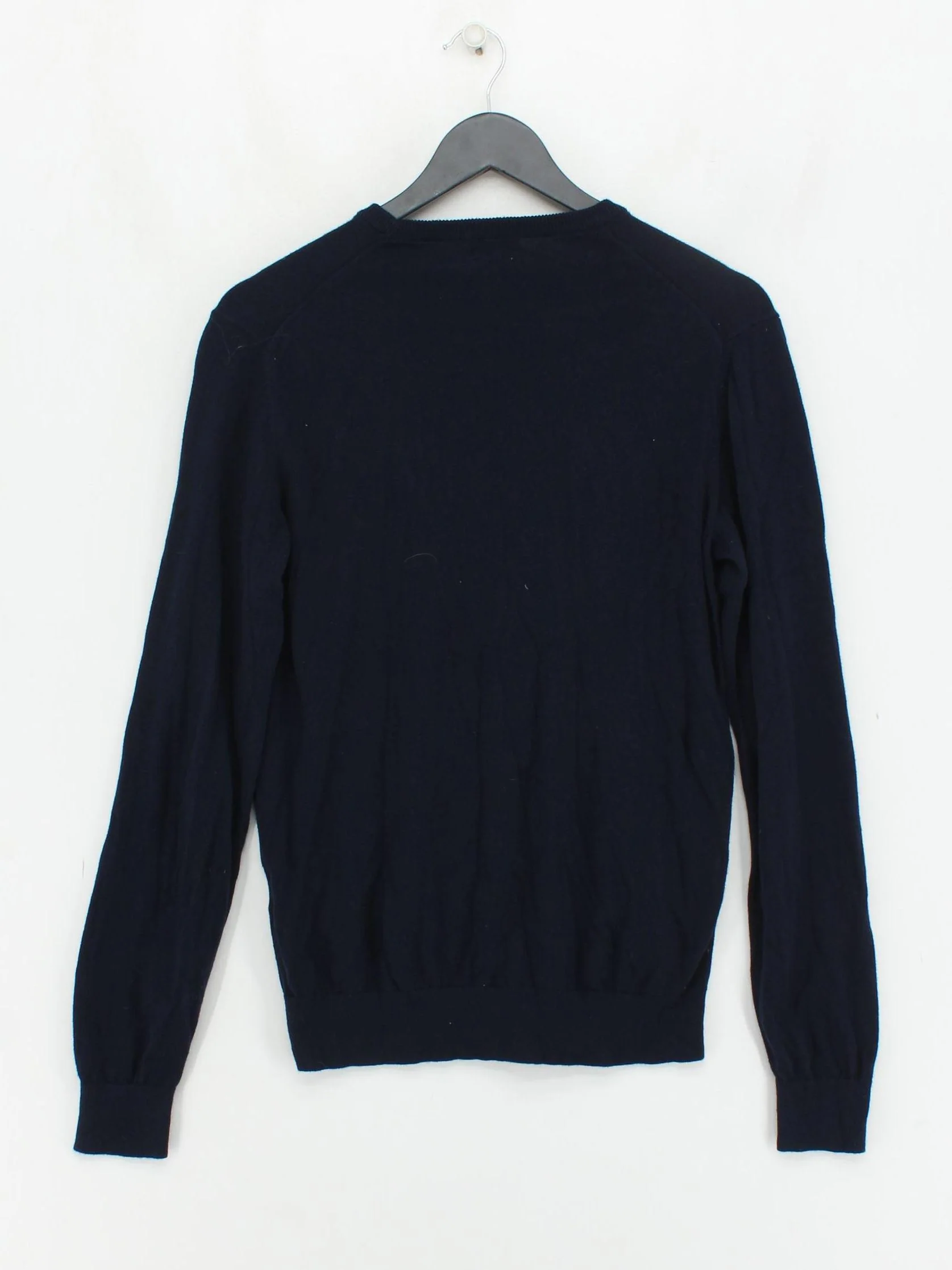 Uniqlo Men's Jumper S Blue 100% Wool Crew Neck Pullover - Image 2