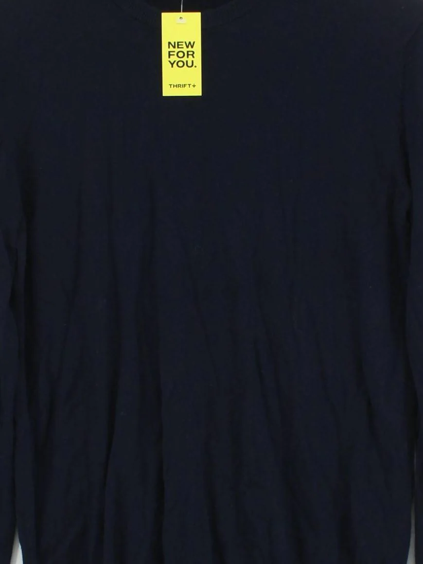 Uniqlo Men's Jumper S Blue 100% Wool Crew Neck Pullover - Image 3