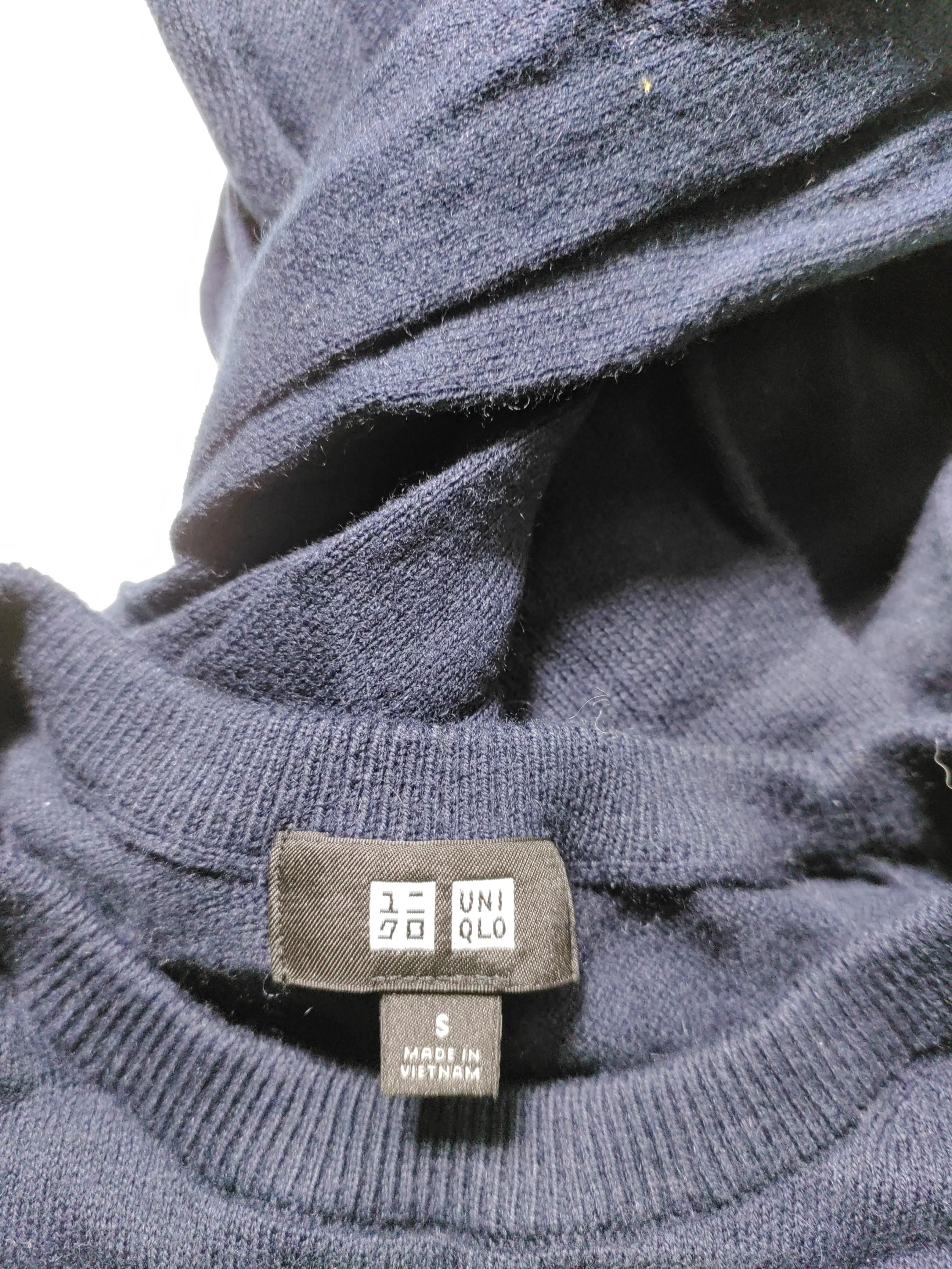 Uniqlo Men's Jumper S Blue 100% Wool Crew Neck Pullover - Image 5