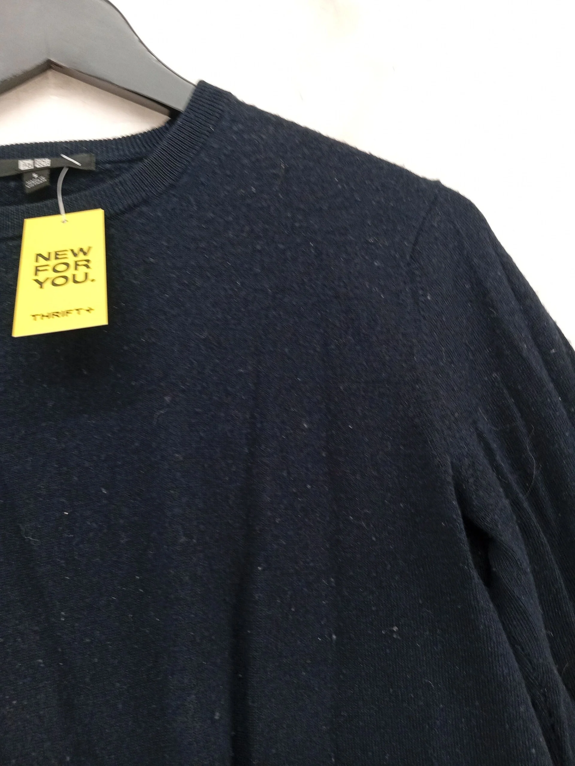 Uniqlo Men's Jumper S Blue 100% Wool Crew Neck Pullover - Image 5