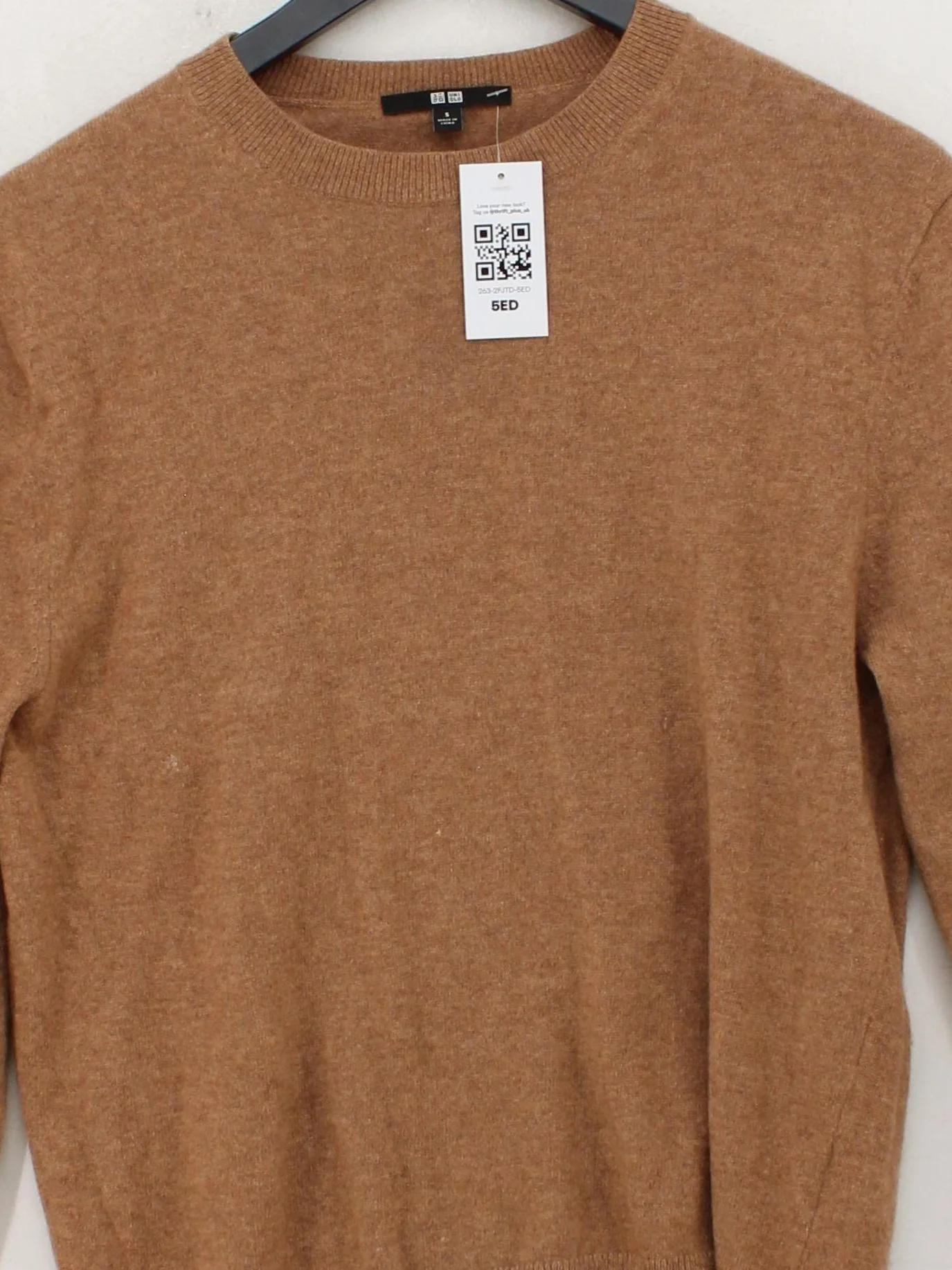 Uniqlo Men's Jumper S Brown 100% Cashmere Round Neck Pullover - Image 3