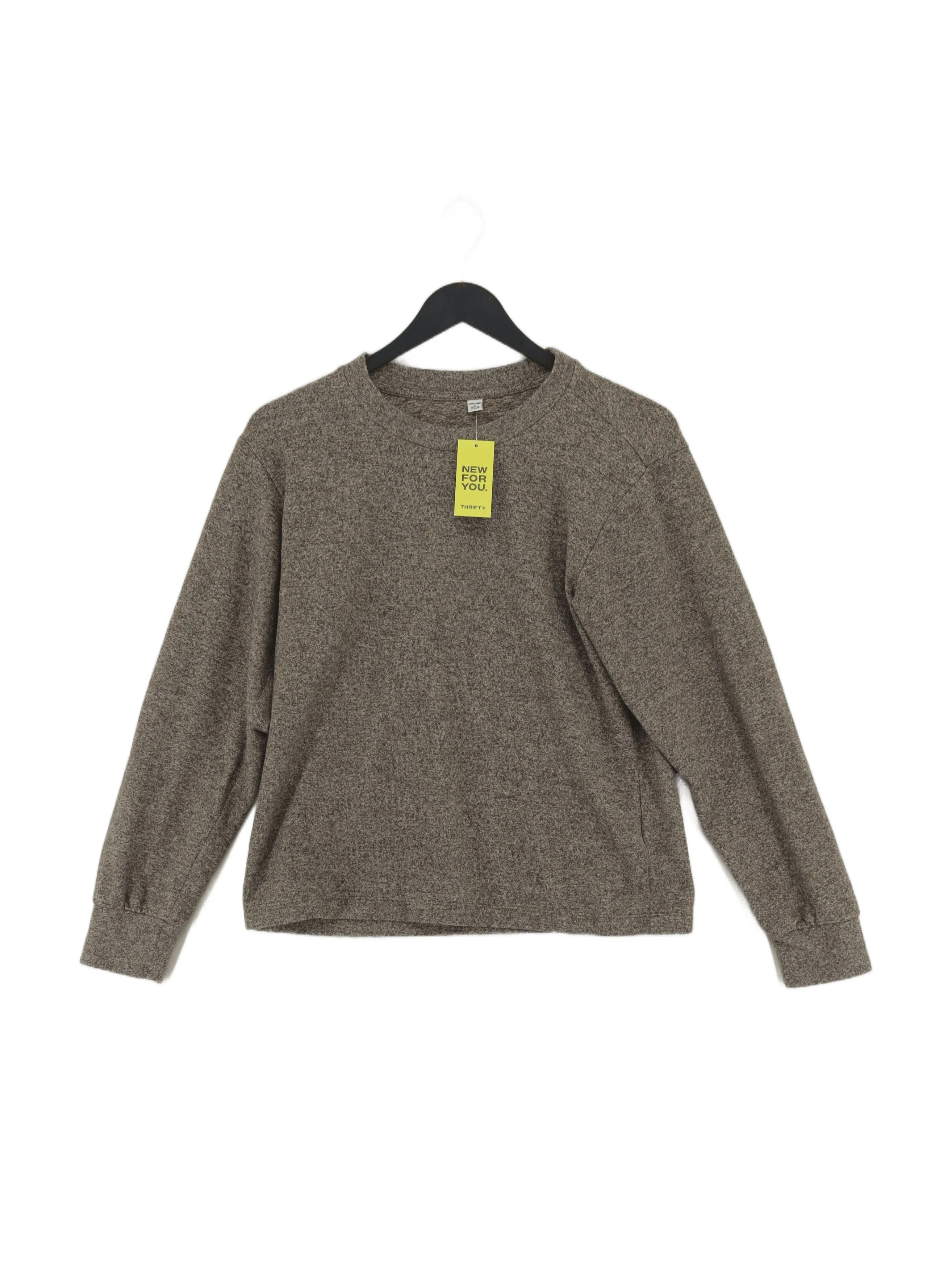Uniqlo Men's Jumper S Brown Polyester with Elastane Round Neck Pullover