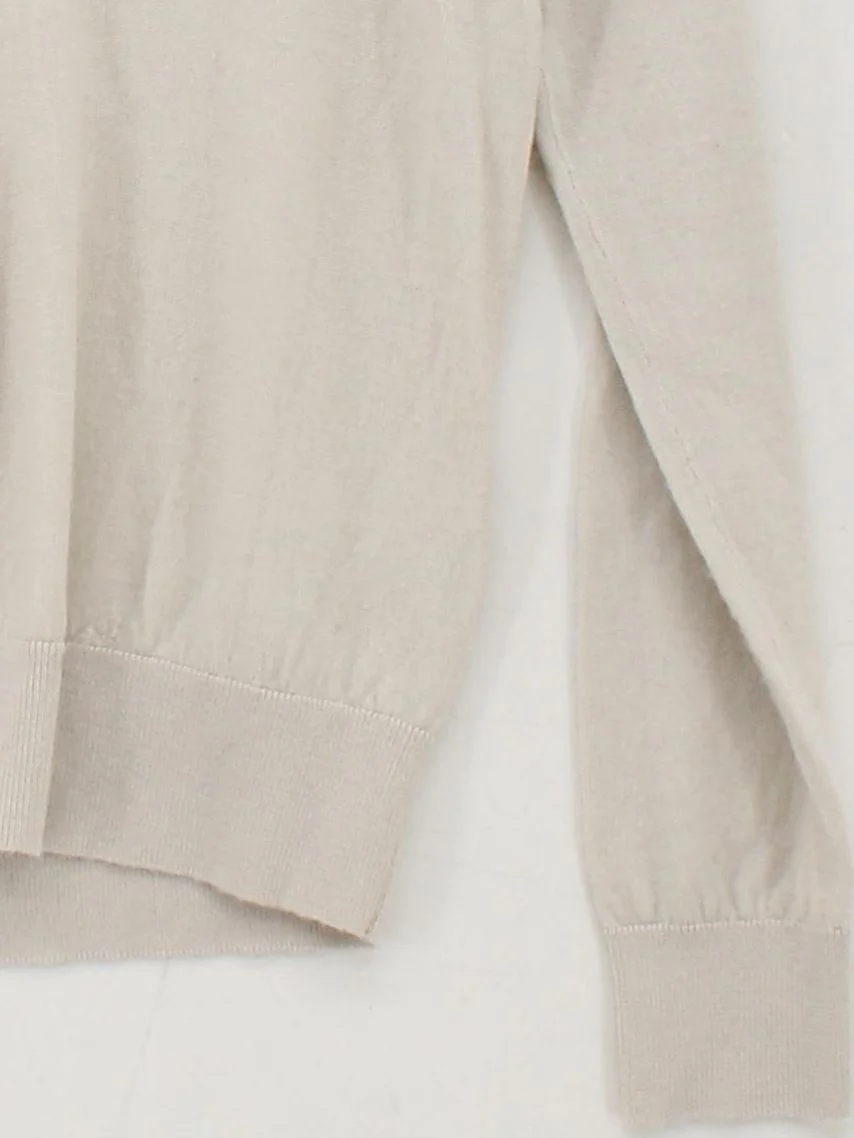 Uniqlo Men's Jumper S Cream 100% Wool Crew Neck Pullover - Image 4